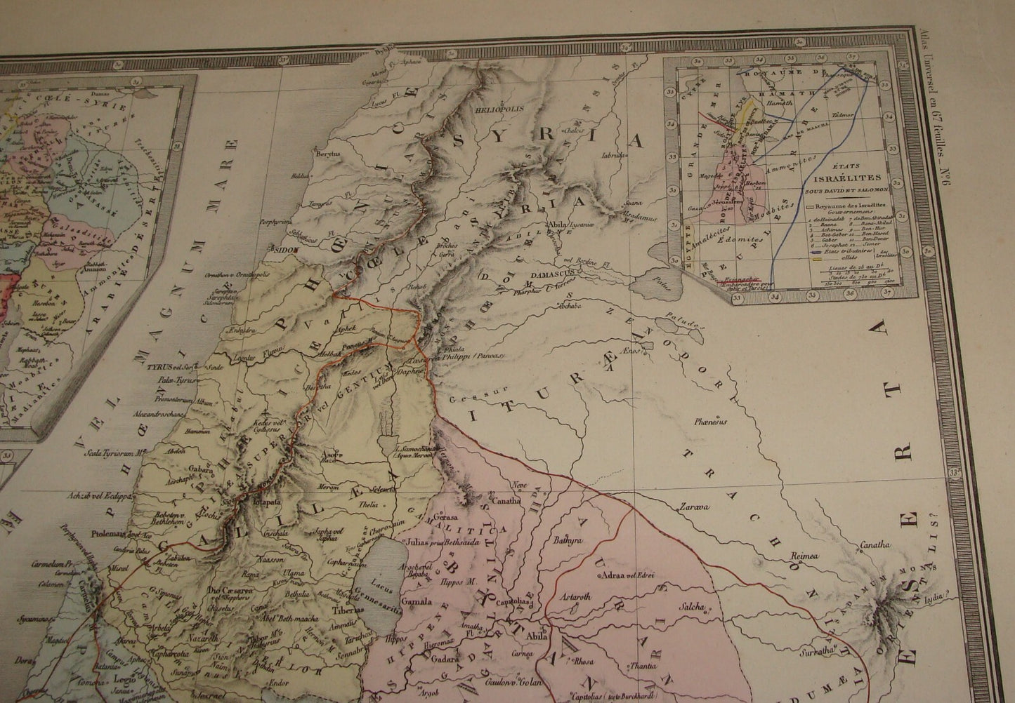 Map Palestine ANTIQUE c. 1875 Roman Holy Land Andre Brue