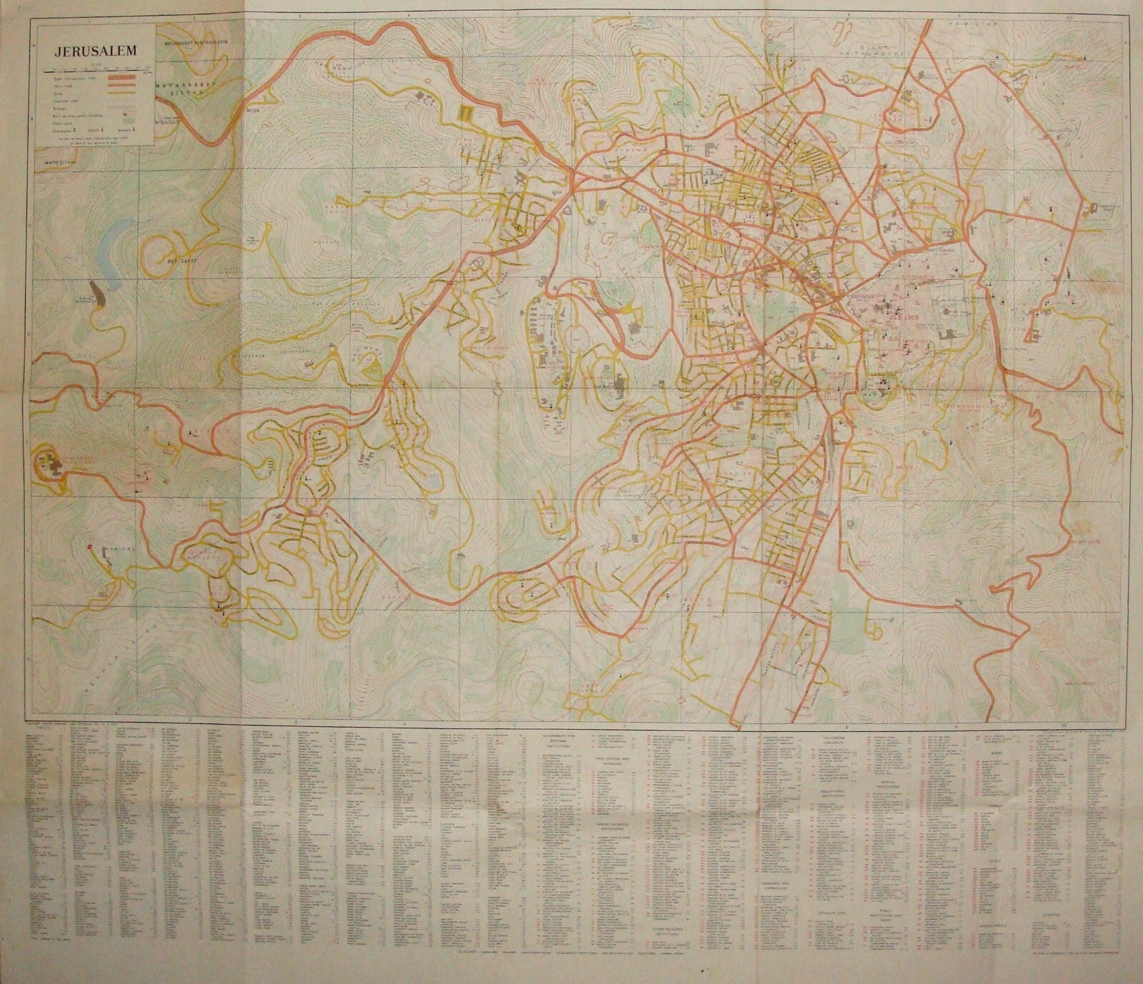 Jewish Israel Israeli JERUSALEM 1968 Post Six Day War Map LARGE 66x76 cm