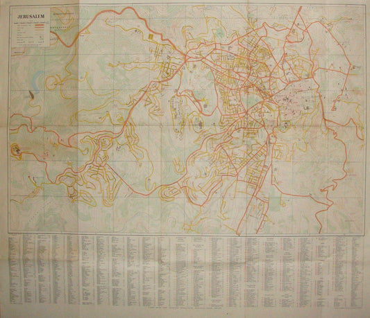Jewish Israel Israeli JERUSALEM 1968 Post Six Day War Map LARGE 66x76 cm