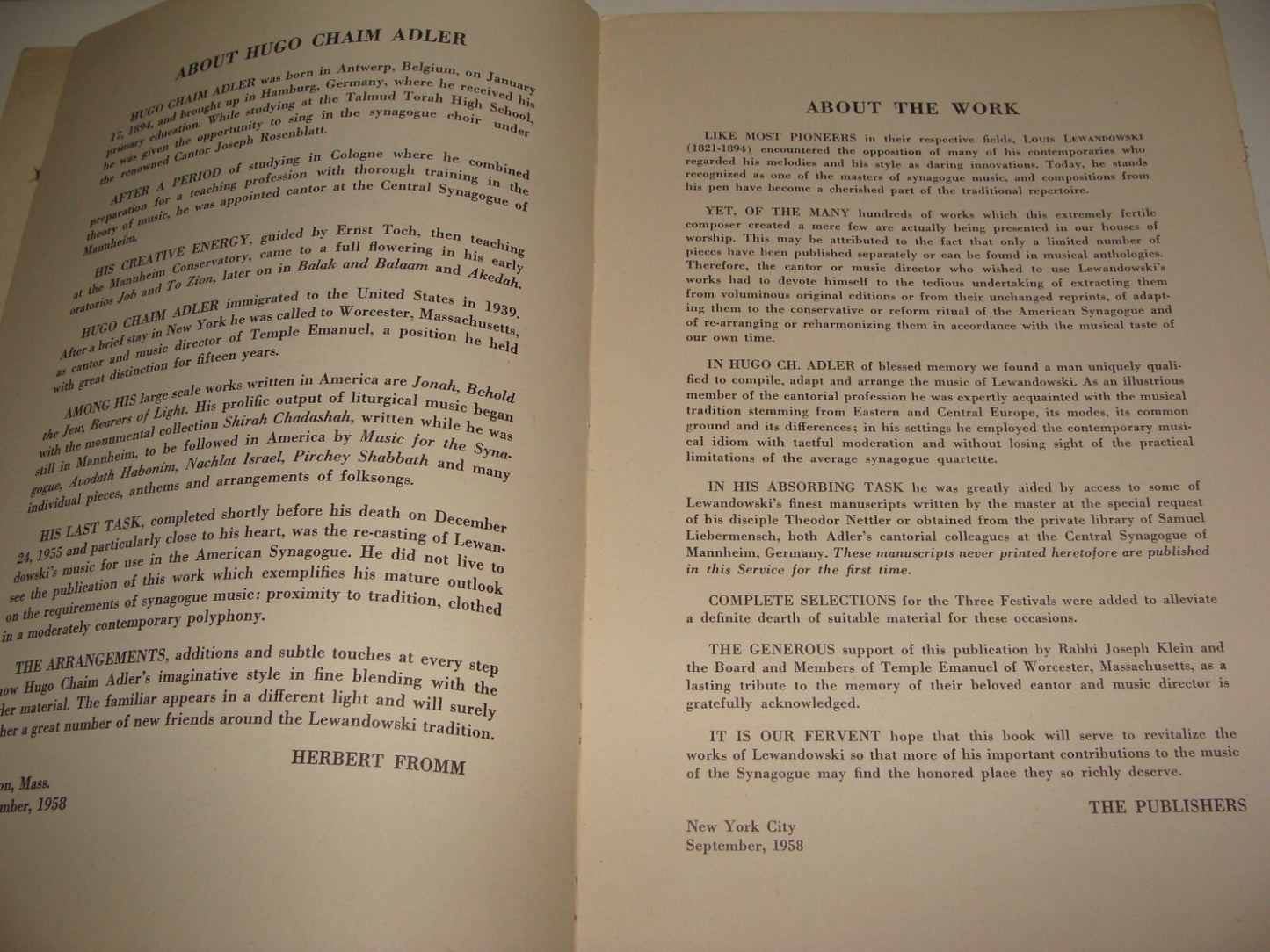 $ Book Jewish American Judaica 1958 Evening Service Sabbath Festivals Songs Tabs