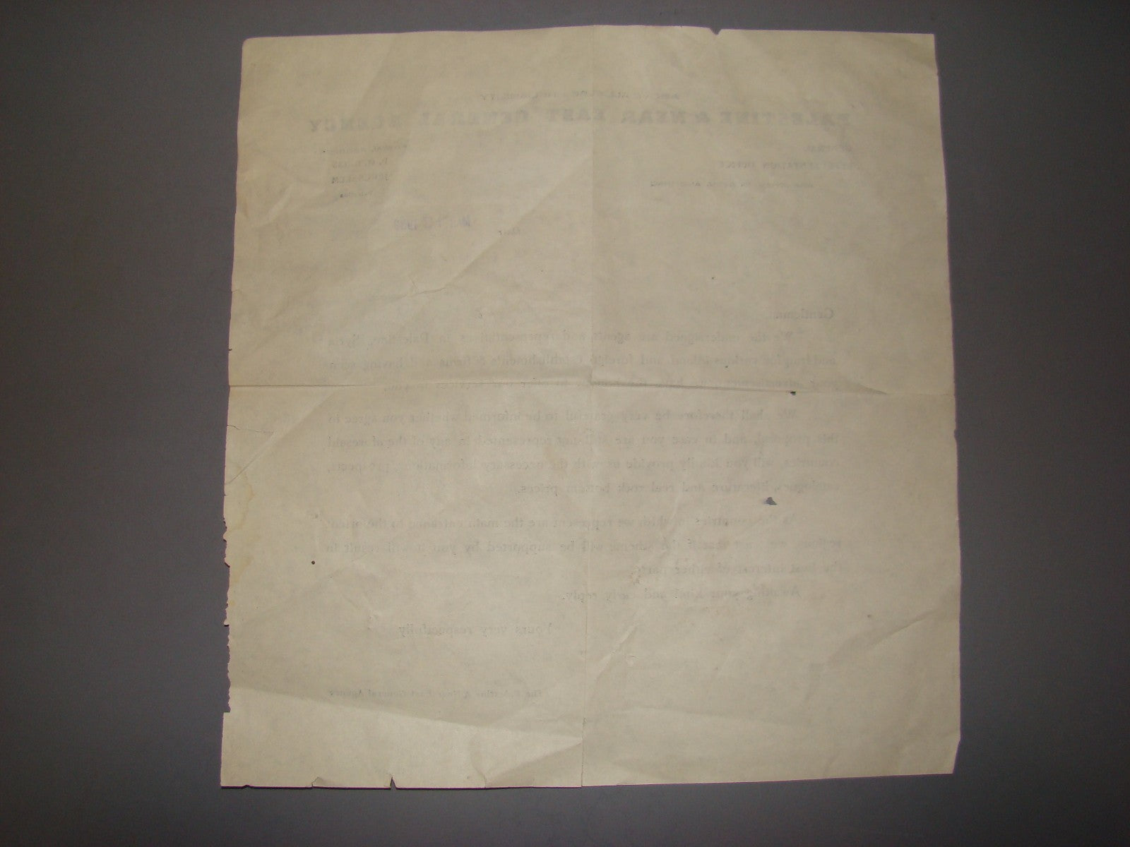 Ad Palestine vintage & near east general agency advertisement 1939