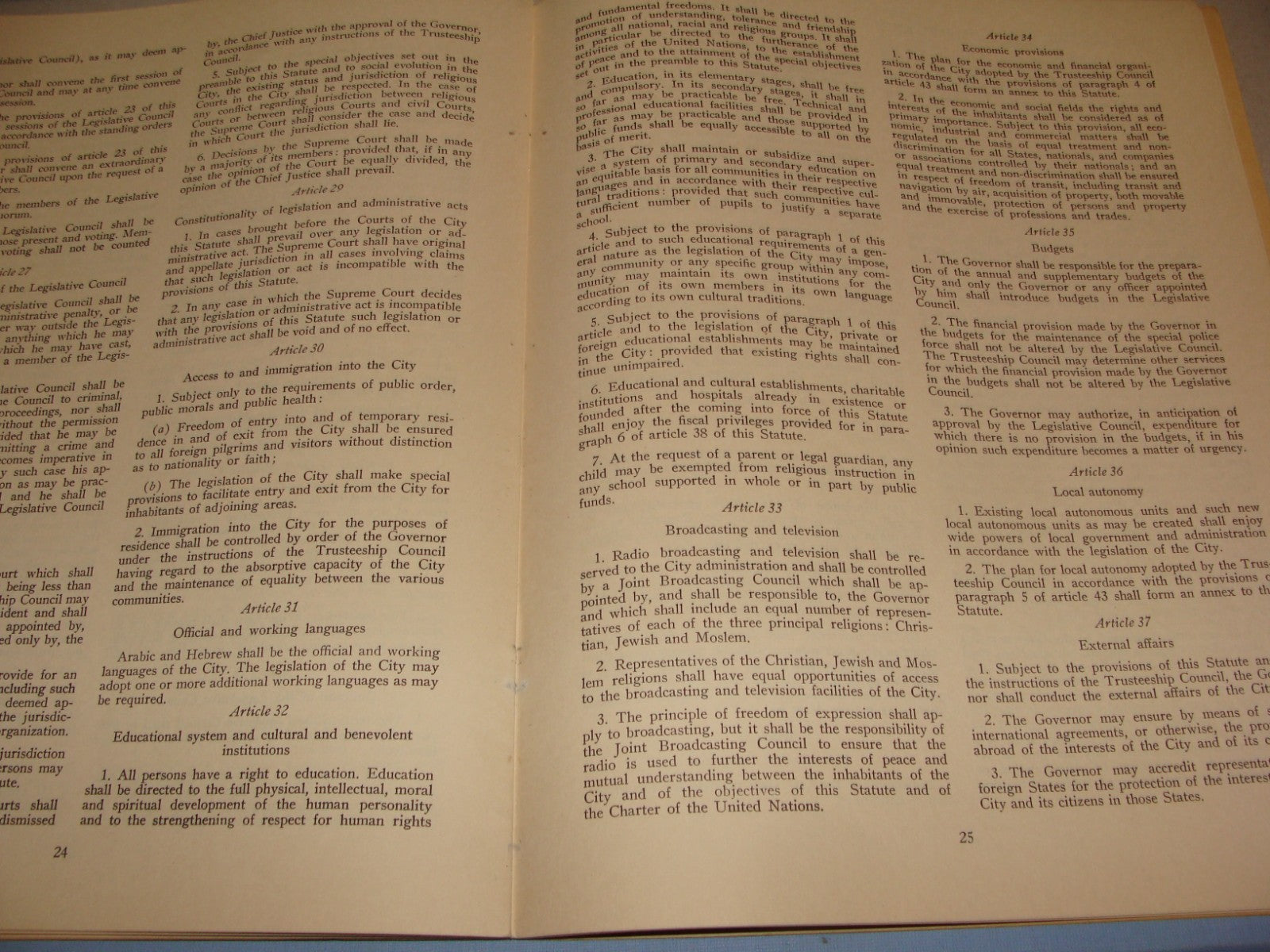 Report Israel 1950 United Nations Jordan Jerusalem Holy Places Question Post War