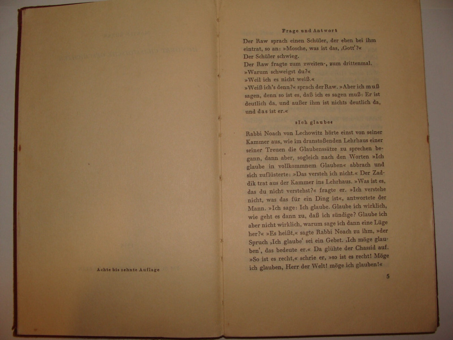 Germany Book Jewish Judaica 1935 German Martin Buber Religious Hasidic Stories