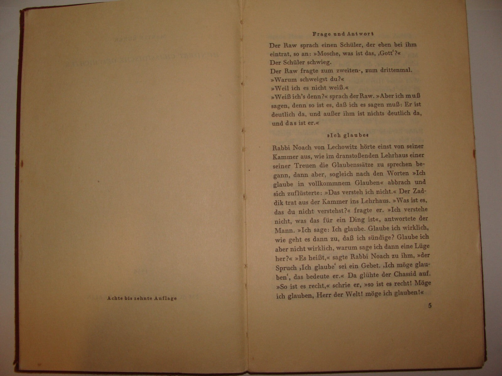 Germany Book Jewish Judaica 1935 German Martin Buber Religious Hasidic Stories