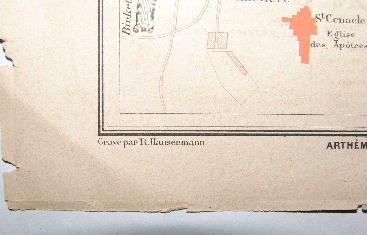 Map Palestine RARE 1877 Jerusalem Plan Fayard, R. Hausermann Atlas Universel