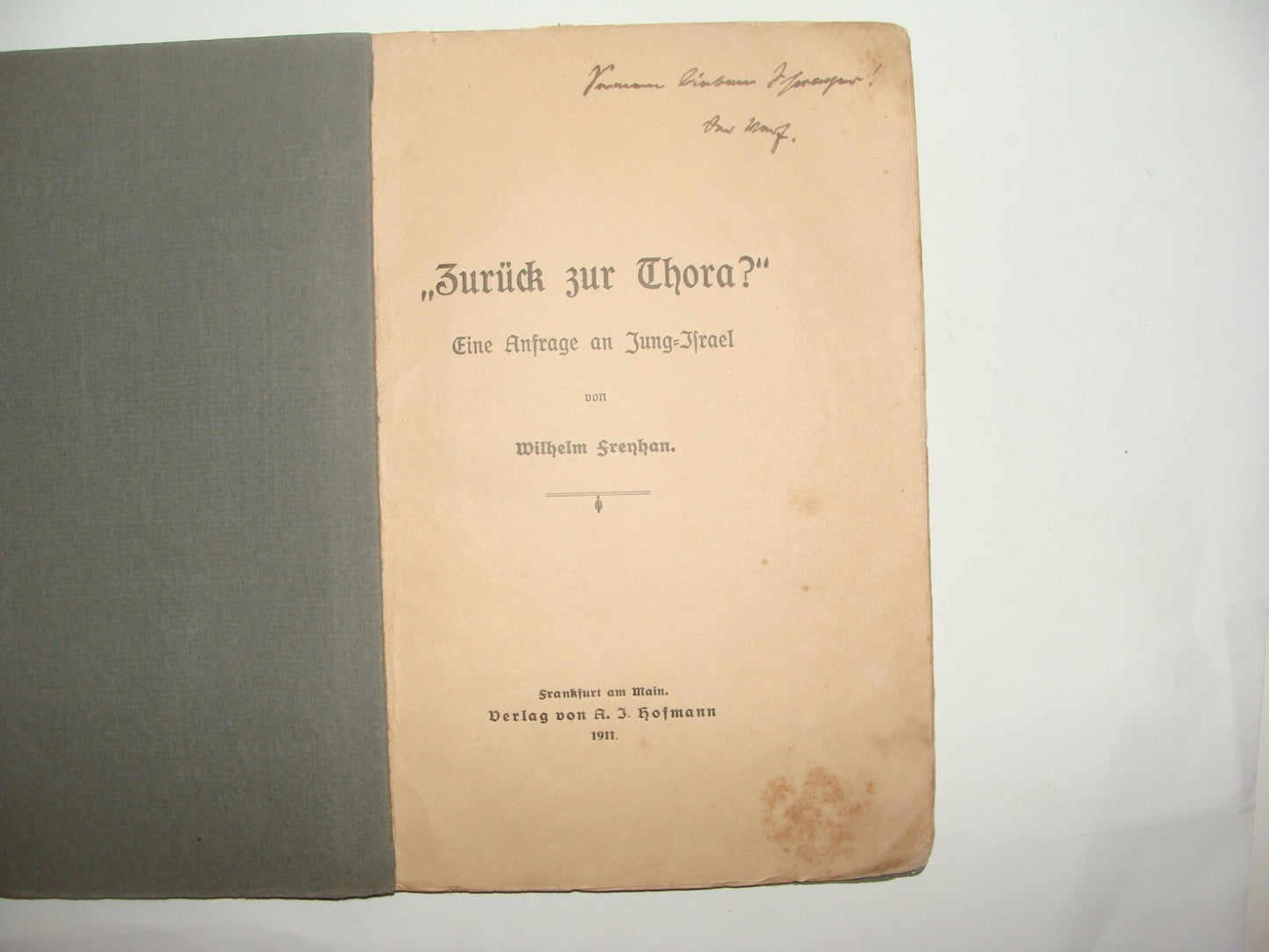 Book Jewish Judaica 1911 German Wilhelm Freyhan Zionist Poland Agudat Israel