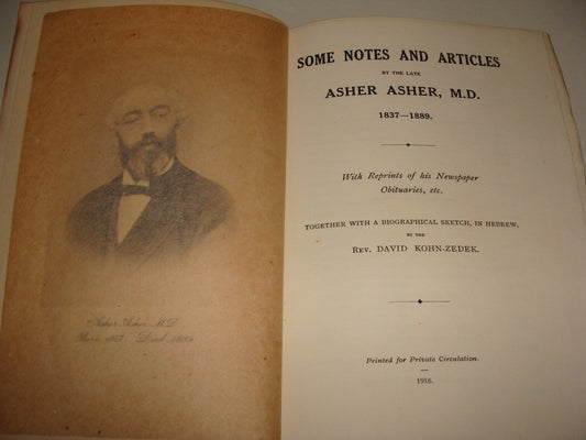 Book Jewish Judaica Asher Asher Circumcision Writings History Memory 1916 London