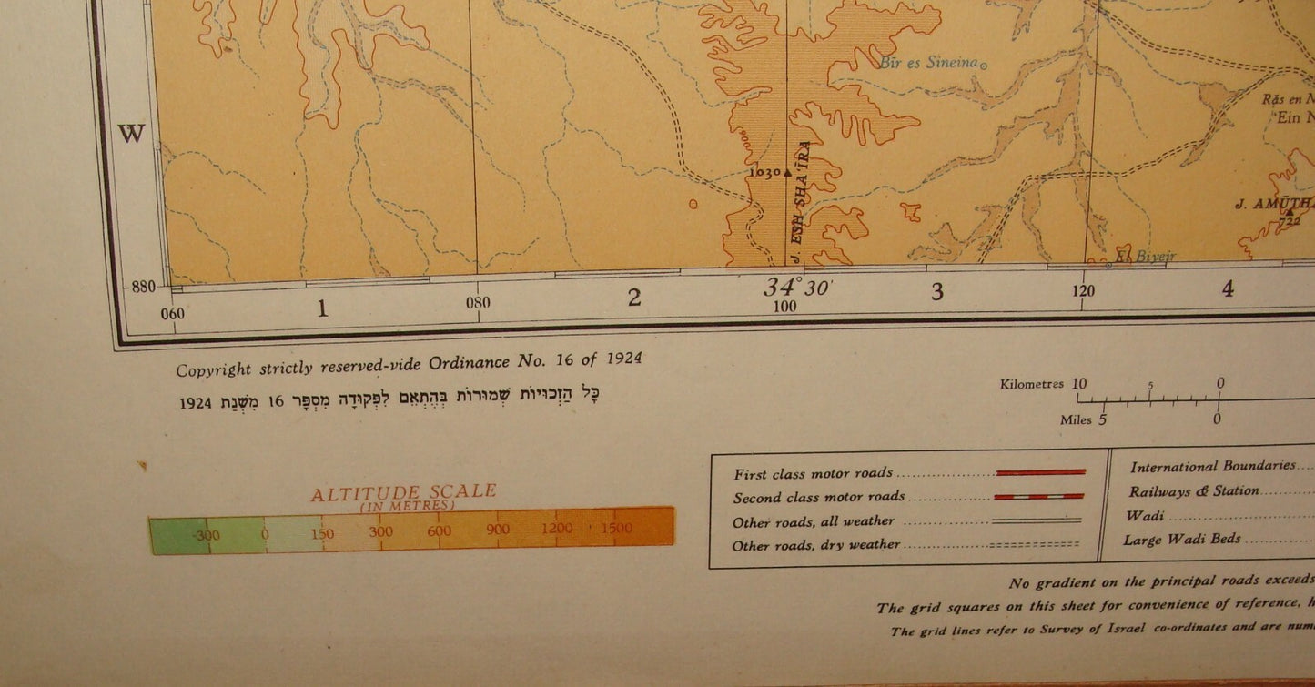 Map Jewish Judaica ISRAEL Motor 1957 1:500,000