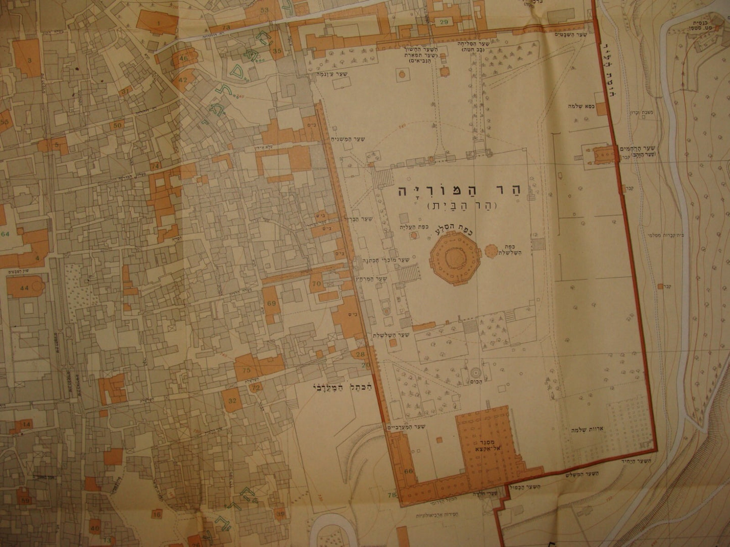 Map Jewish Judaica 1970 Israel JERUSALEM Old City F. J. Salmon