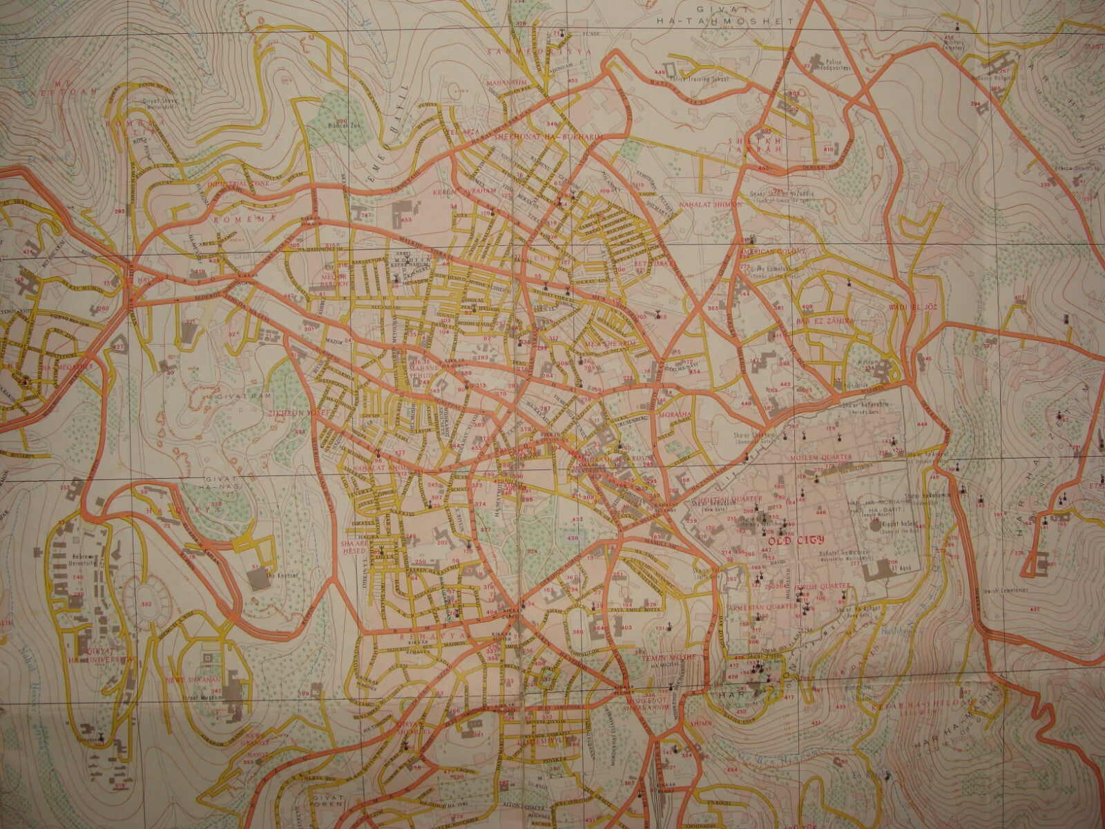 Map Jewish Israel Israeli JERUSALEM 1968 Post Six Day War LARGE 66x76 cm