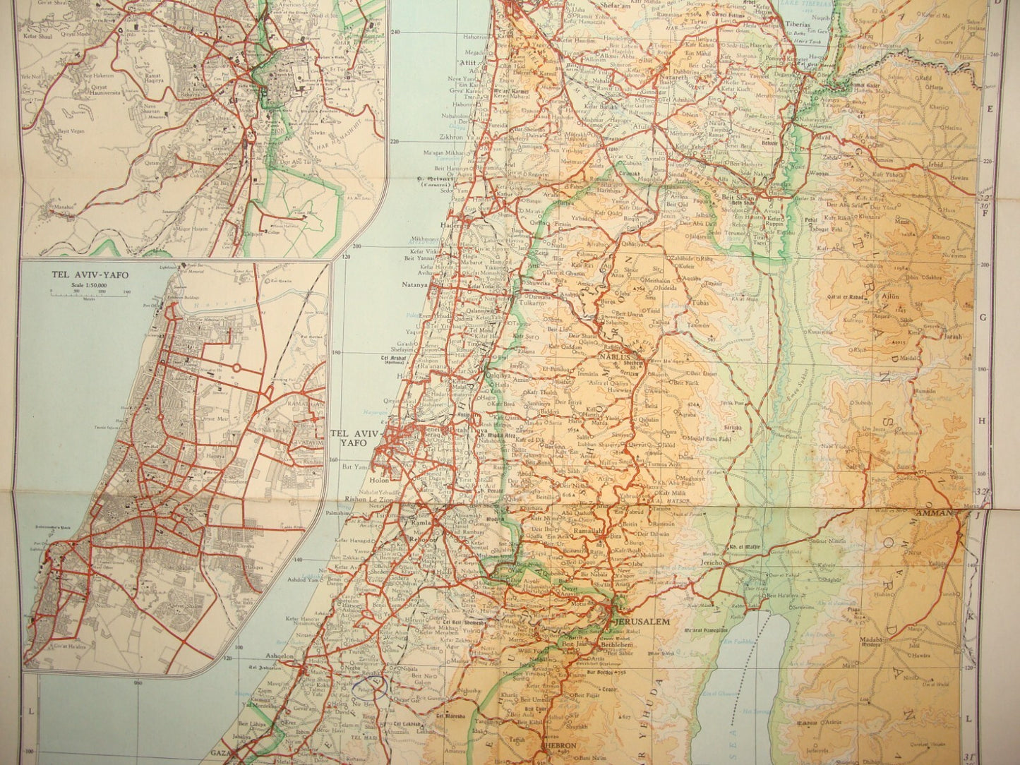 Map Jewish ISRAEL 1958 10th Anniversary Green Line 1:500,000