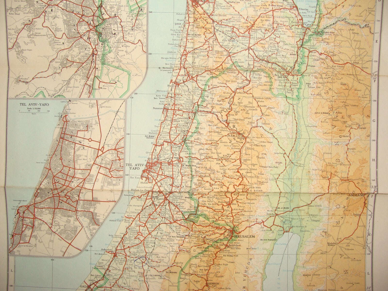Map Jewish ISRAEL 1958 10th Anniversary Green Line 1:500,000