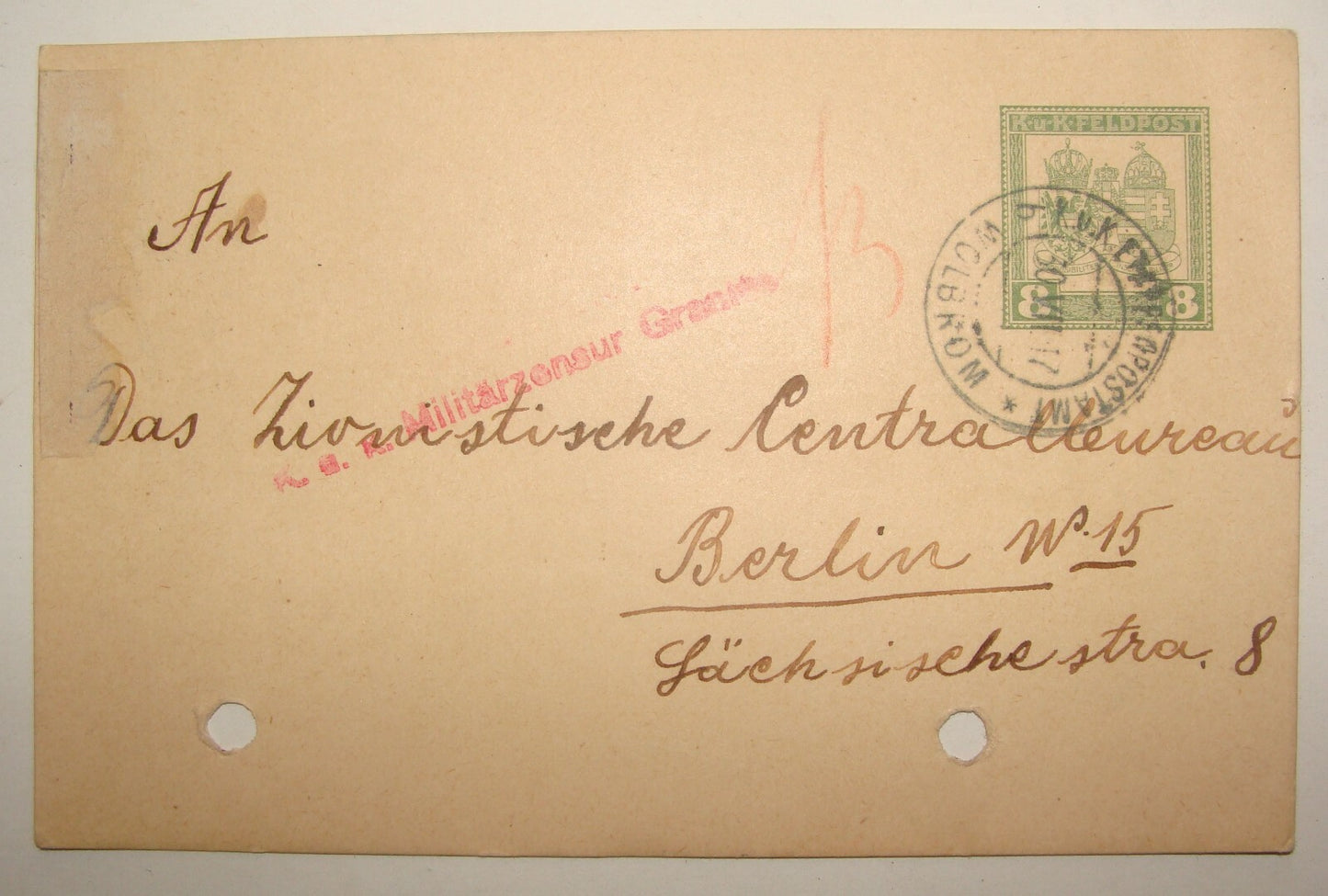 Germany Letter Jewish Judaica 1917 Zionist Central Bureau German Berlin WW1