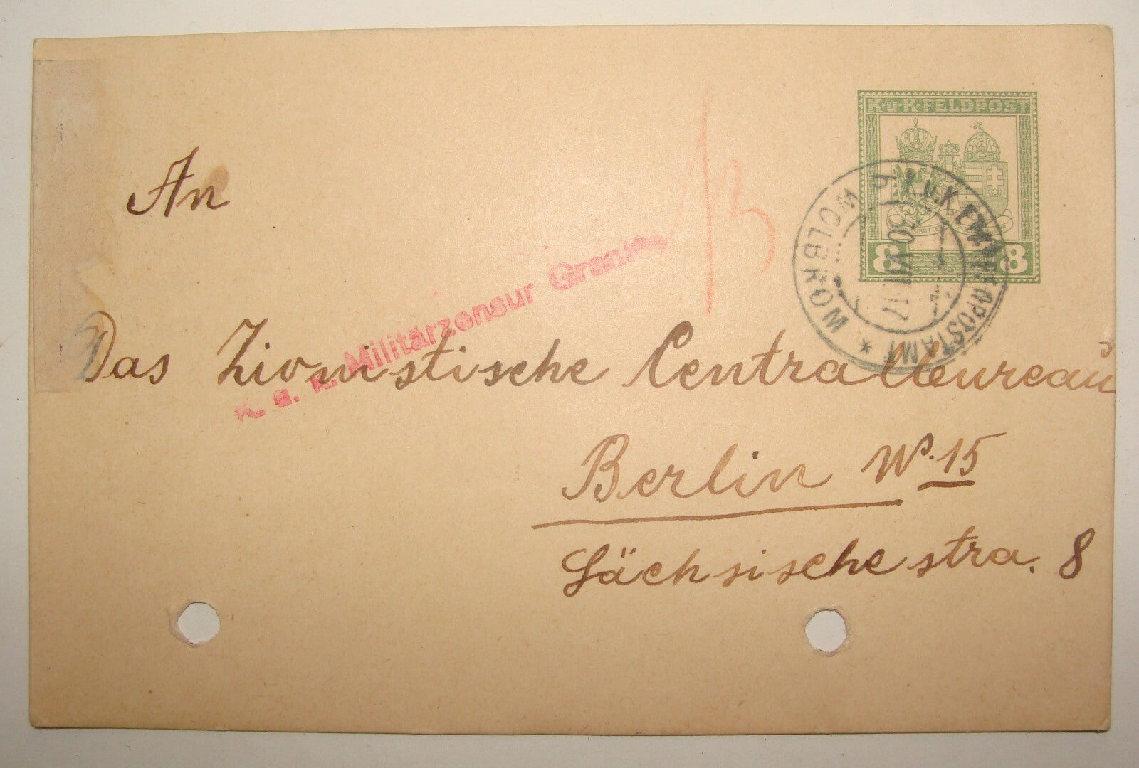 Germany Letter Jewish Judaica 1917 Zionist Central Bureau German Berlin WW1