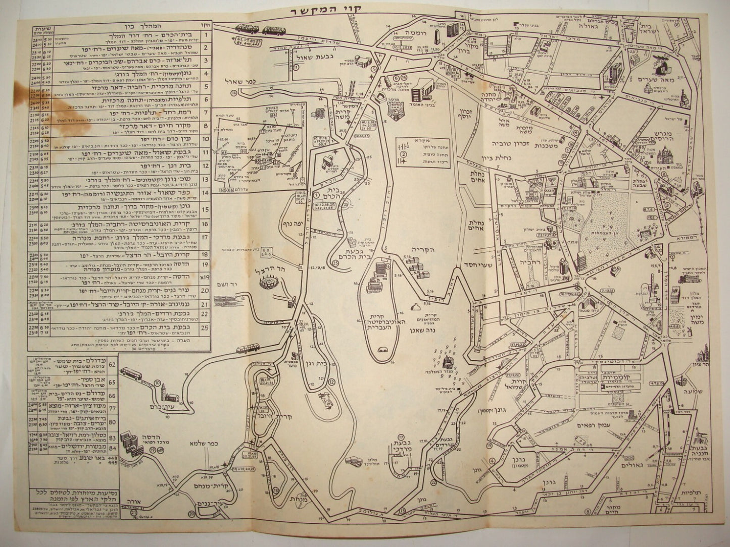 Ad Jewish Israel Israeli Hebrew Bus Company Brochure Jerusalem Map Timetable