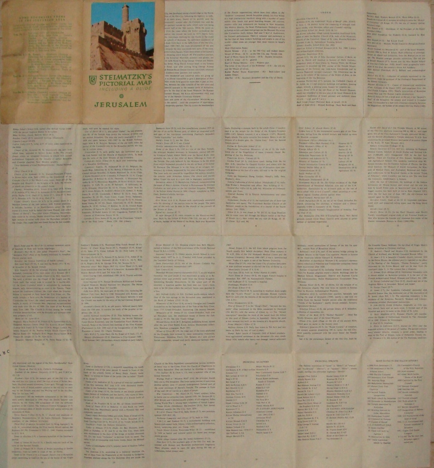 Map Israel RARE 196? POST SIX DAY WAR JERUSALEM OLD AND NEW Steimatzky Guide