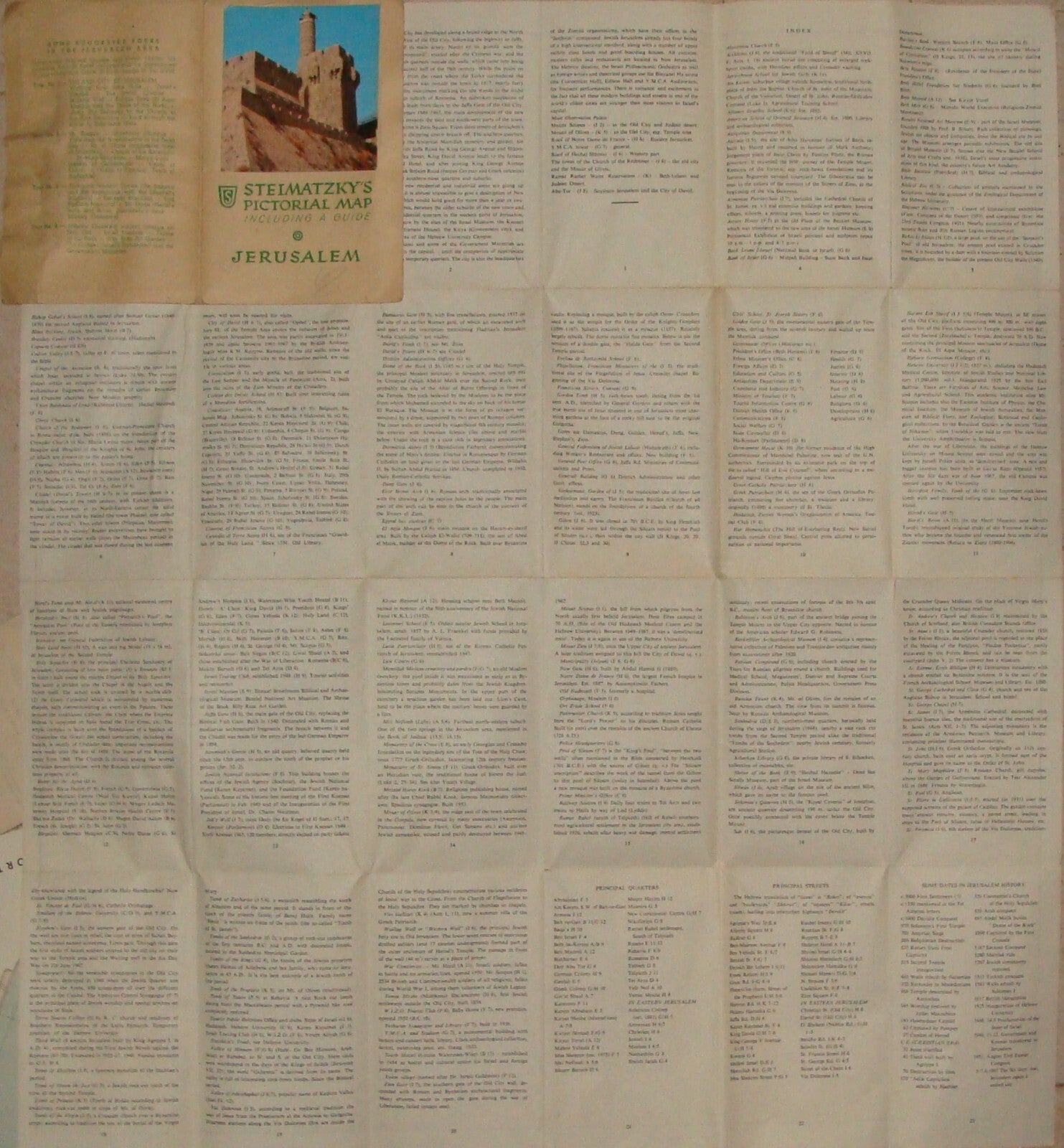 Map Israel RARE 196? POST SIX DAY WAR JERUSALEM OLD AND NEW Steimatzky Guide