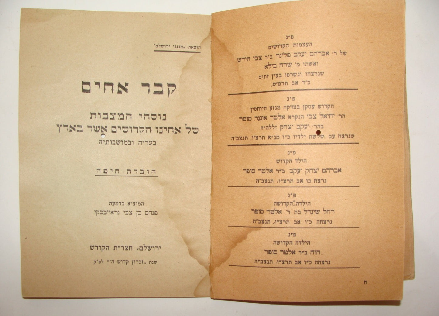 Book Jewish Judaica Haifa Safed 1938 Arab Revolt Palestine Israel Casualties