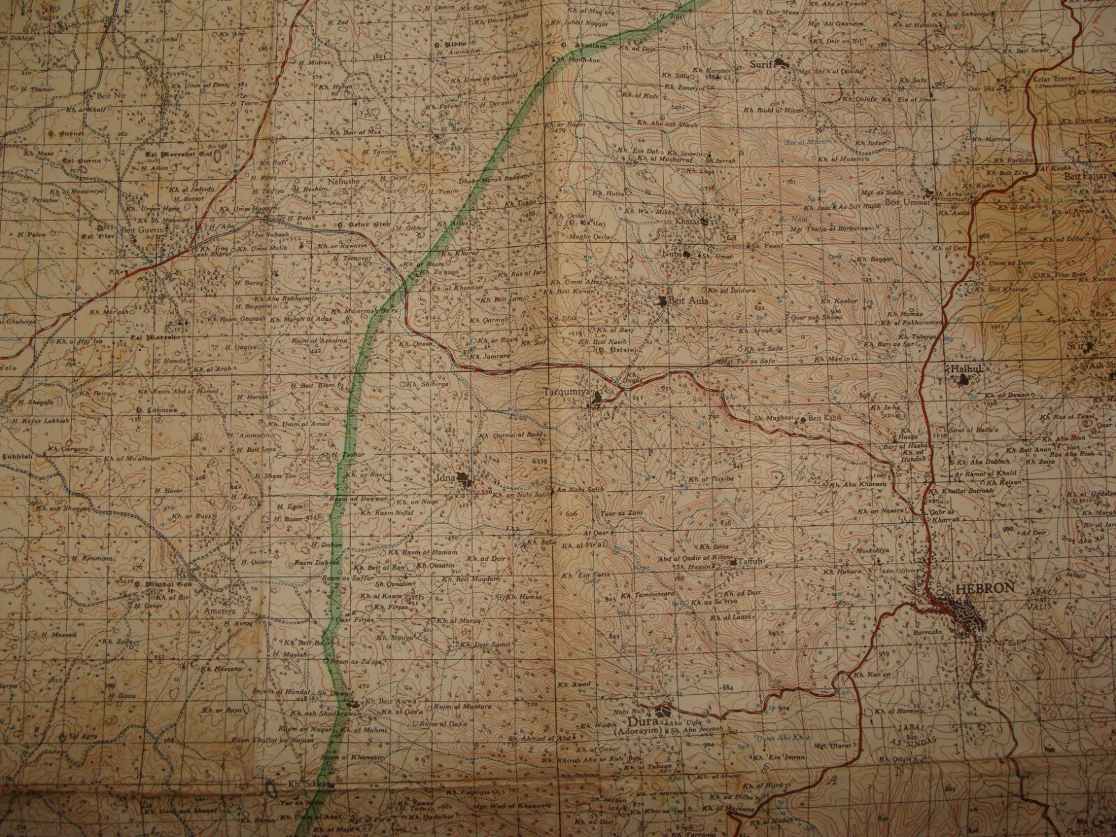 Map Palestine 1958 Israel Survey of HEBRON Hevron West Bank Arab Village
