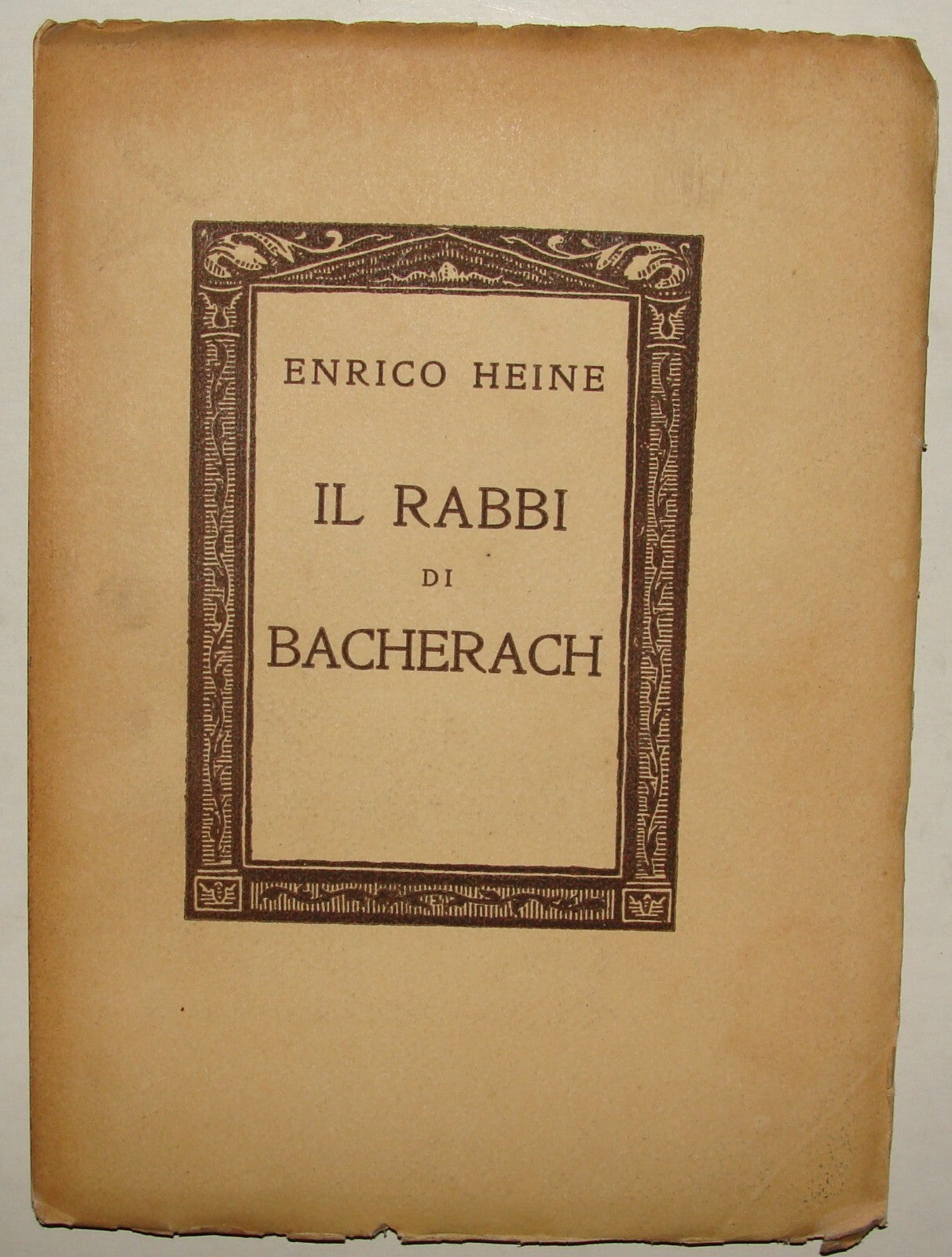 Book Jewish Judaica 1926 Heinrich Heine Bacherach Rabbi Italy Italian