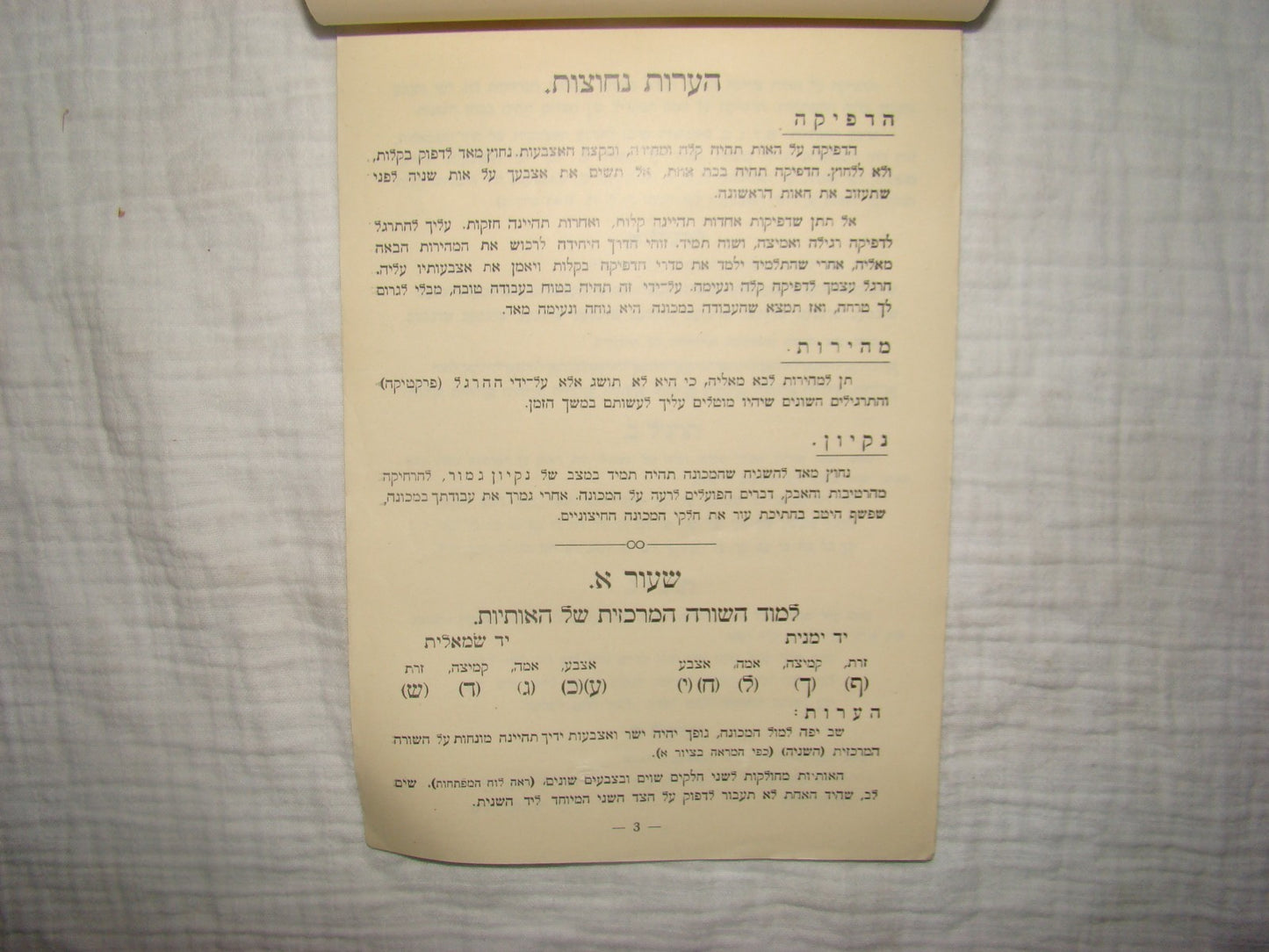 Book Jewish hebrew palestine israel 1930 Blind writing machine method Underwood
