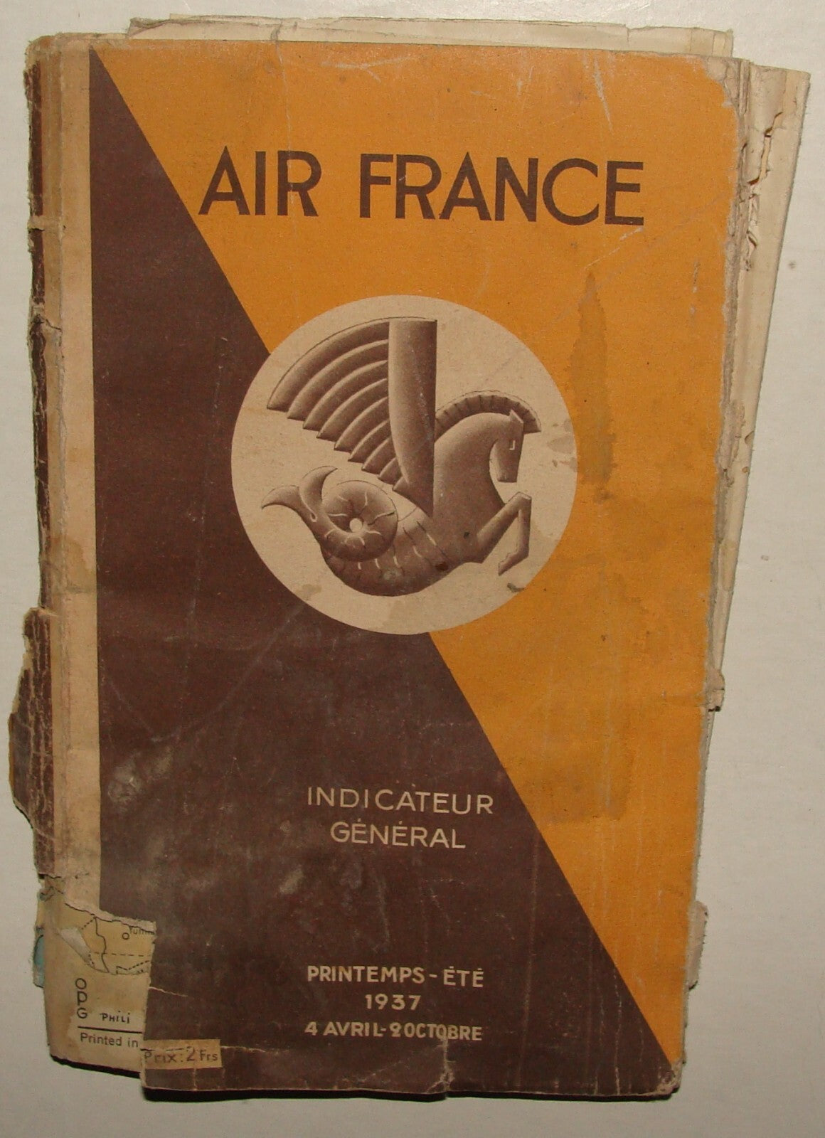 1937 AIR FRANCE French Airlines Timetable Map Route Aircraft