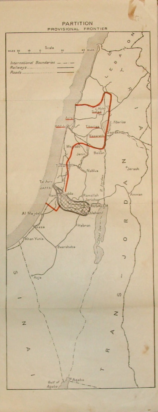 Map Palestine Israel 1930s Partition Jewish Arab State Provisional Frontier