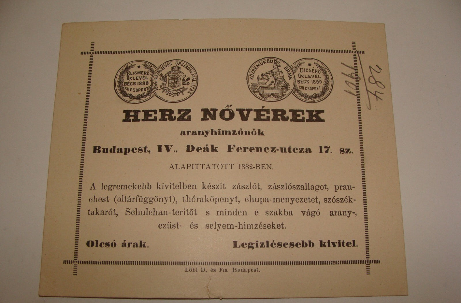 1900s Antique Hungary Budapest Business Card Gold Coins Rings ? Ad