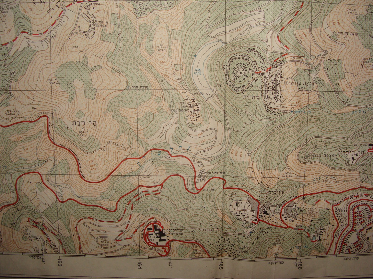 Map Israel Jerusalem EIN KAREM Area Hebrew 1964 Pre Six Day War Arab Settlements