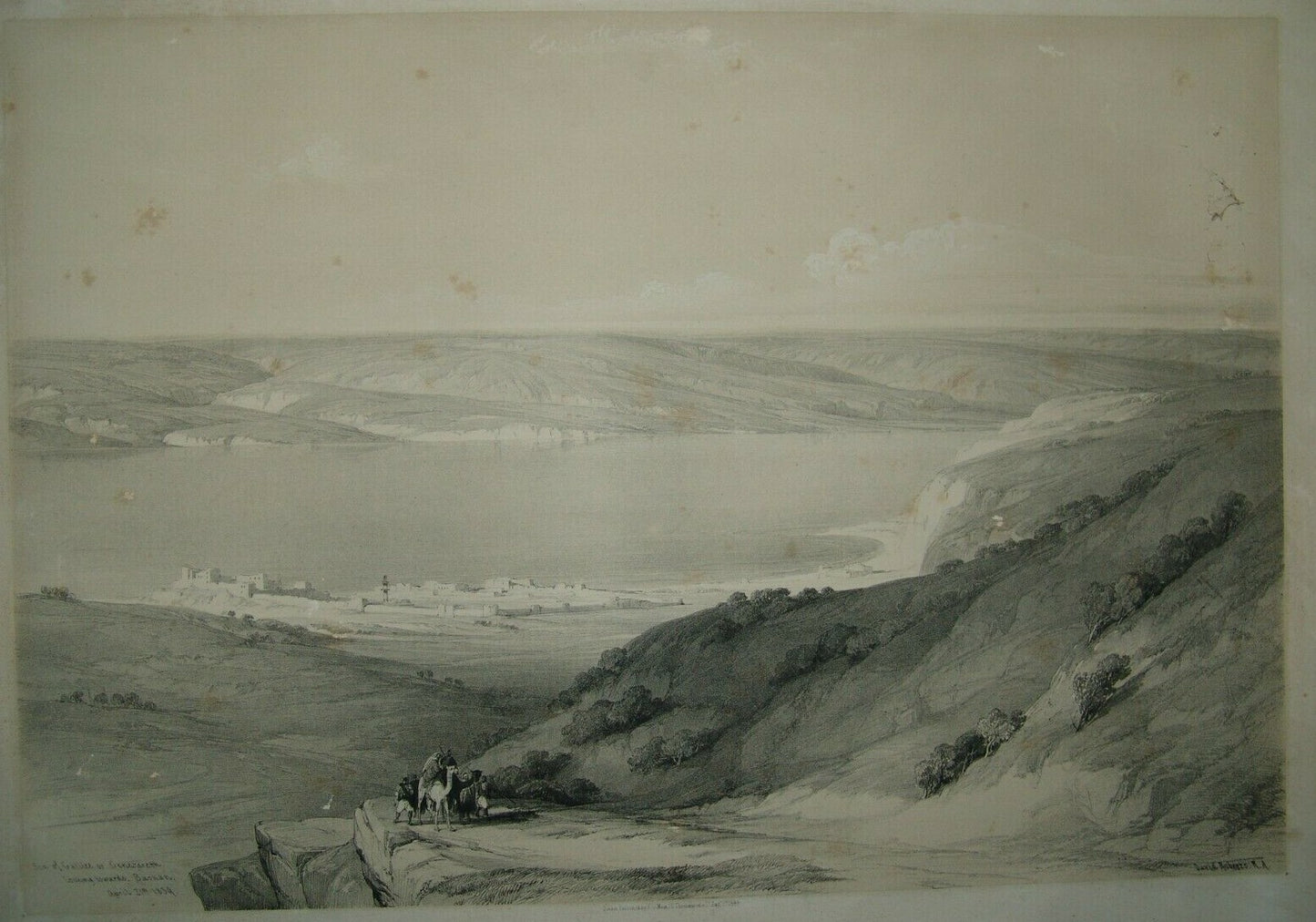 DAVID ROBERTS The Sea of Tiberias looking towards Bashan Lithograph