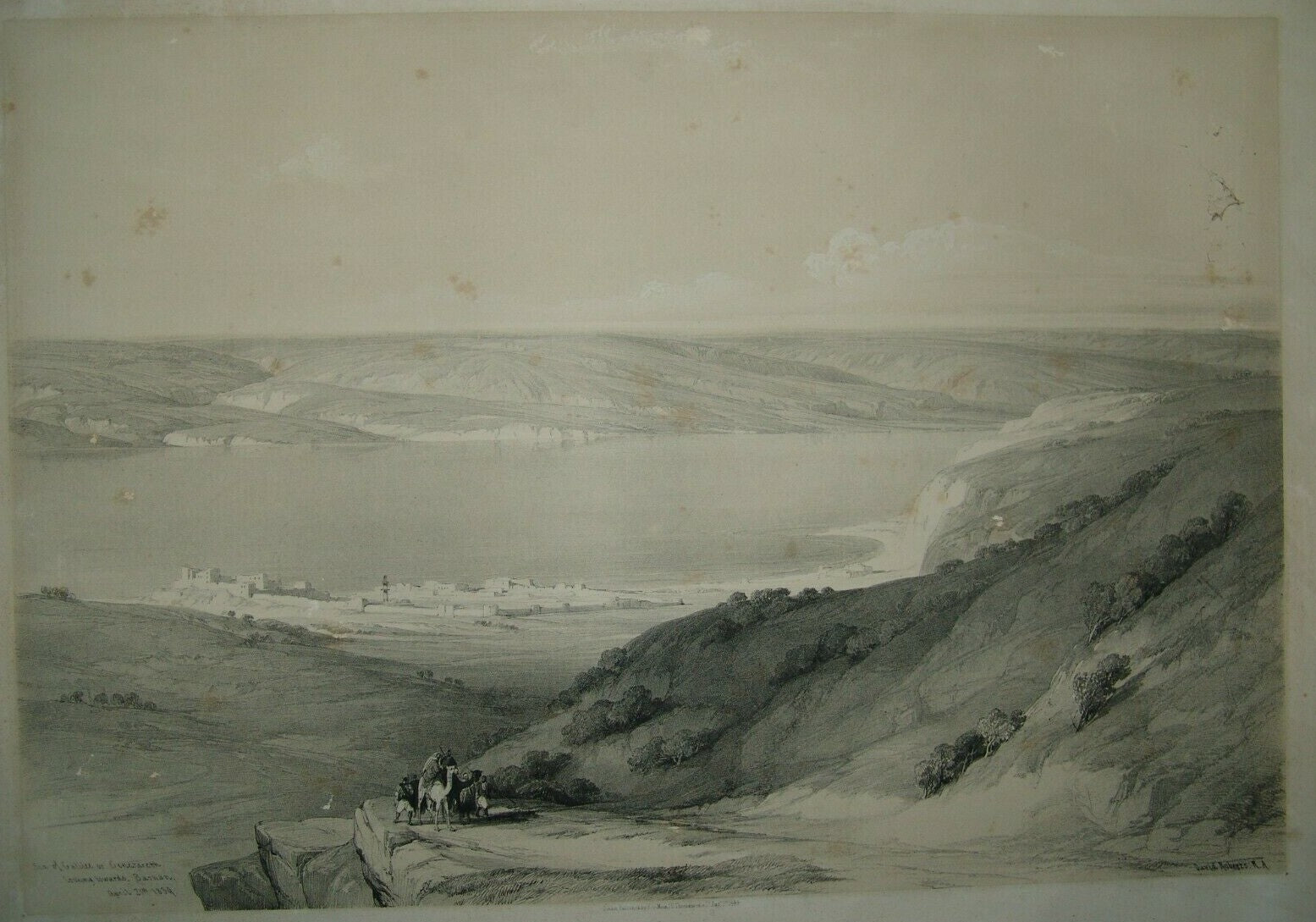 DAVID ROBERTS The Sea of Tiberias looking towards Bashan Lithograph