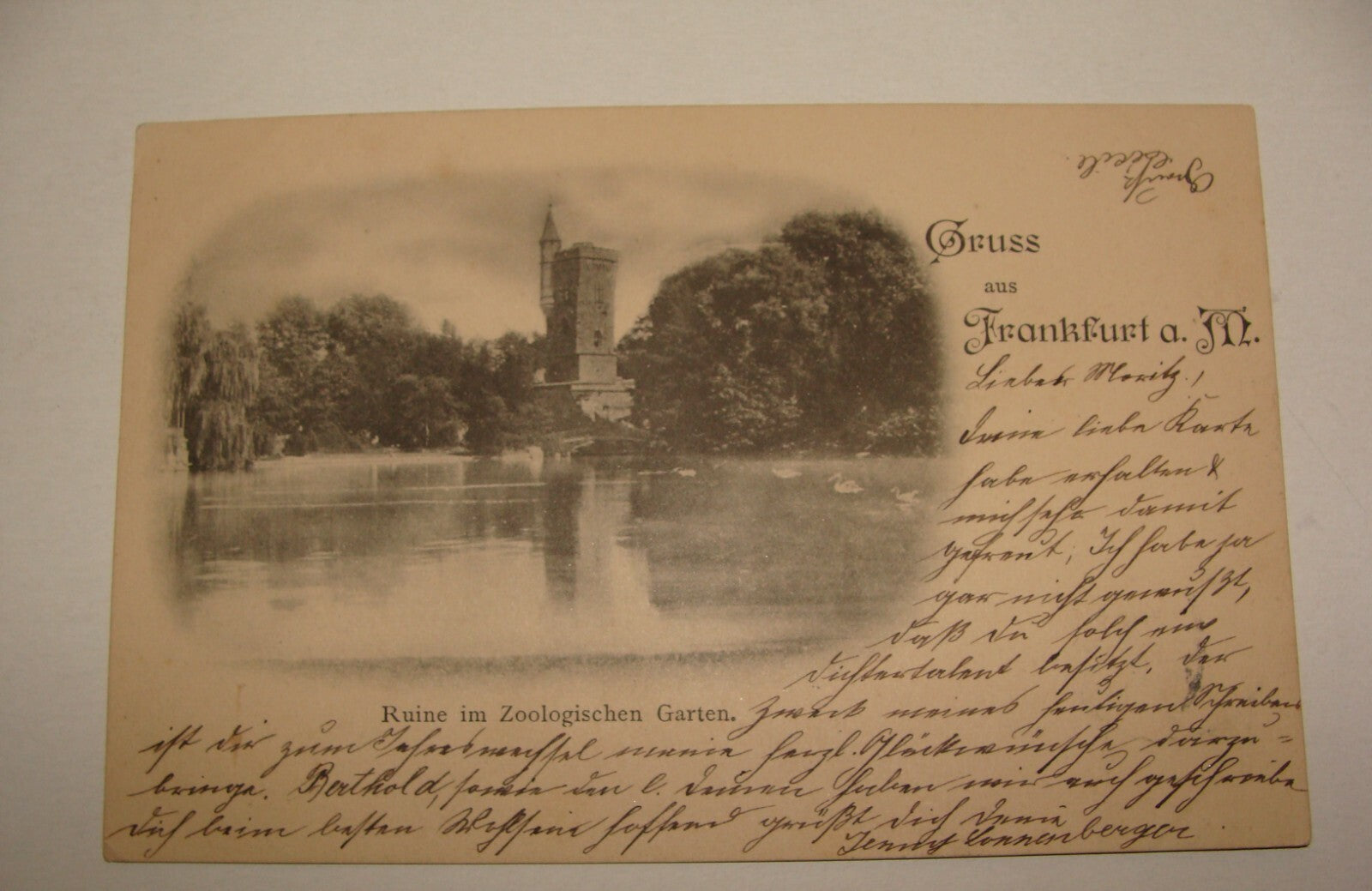 Germany 1898 German   Gruss Aus Frankfurt Postcard Moritz Schiff