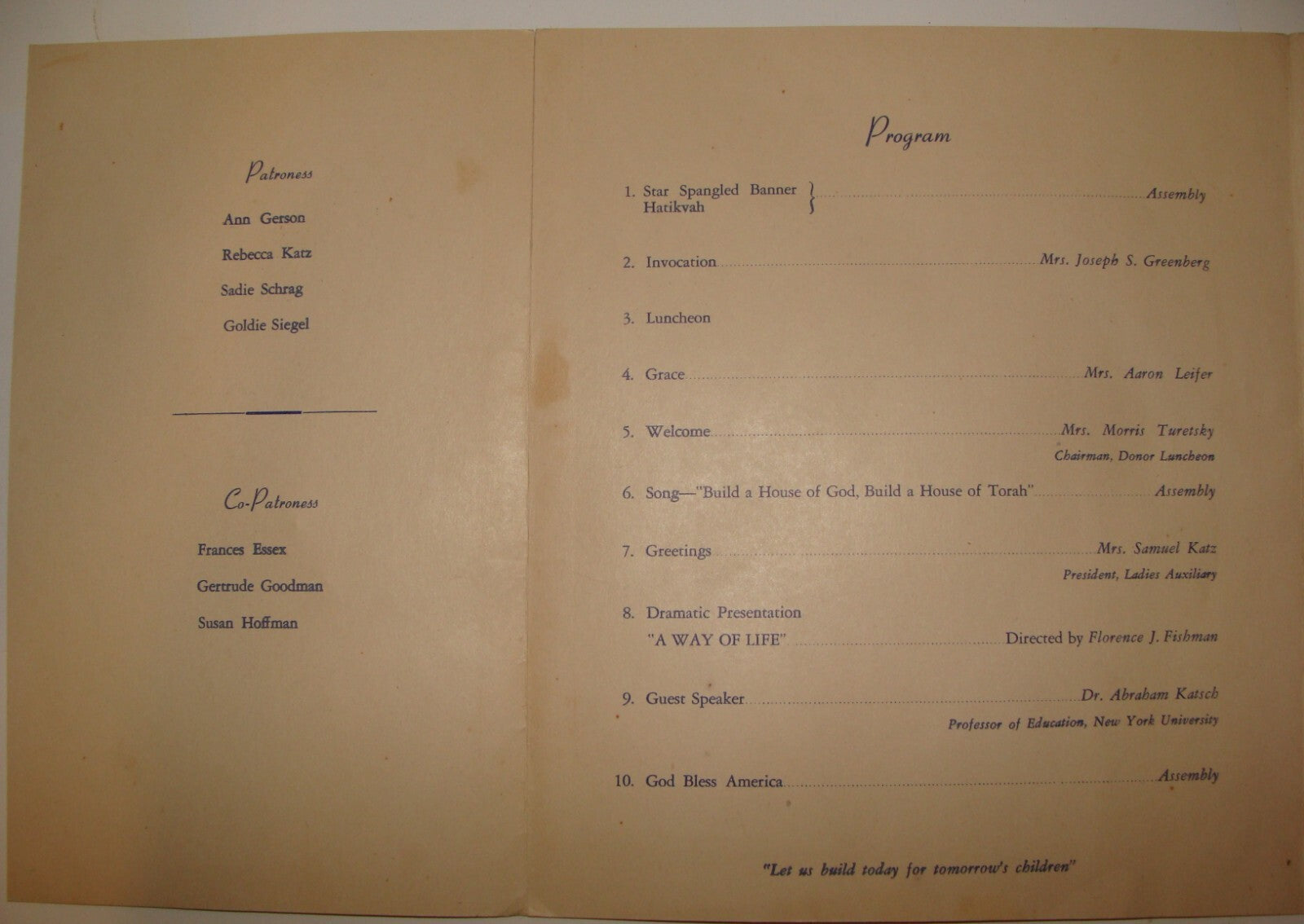 Ad Jewish Judaica Ladies Auxiliary Yeshivah of Flatbush 1950 Luncheon NY