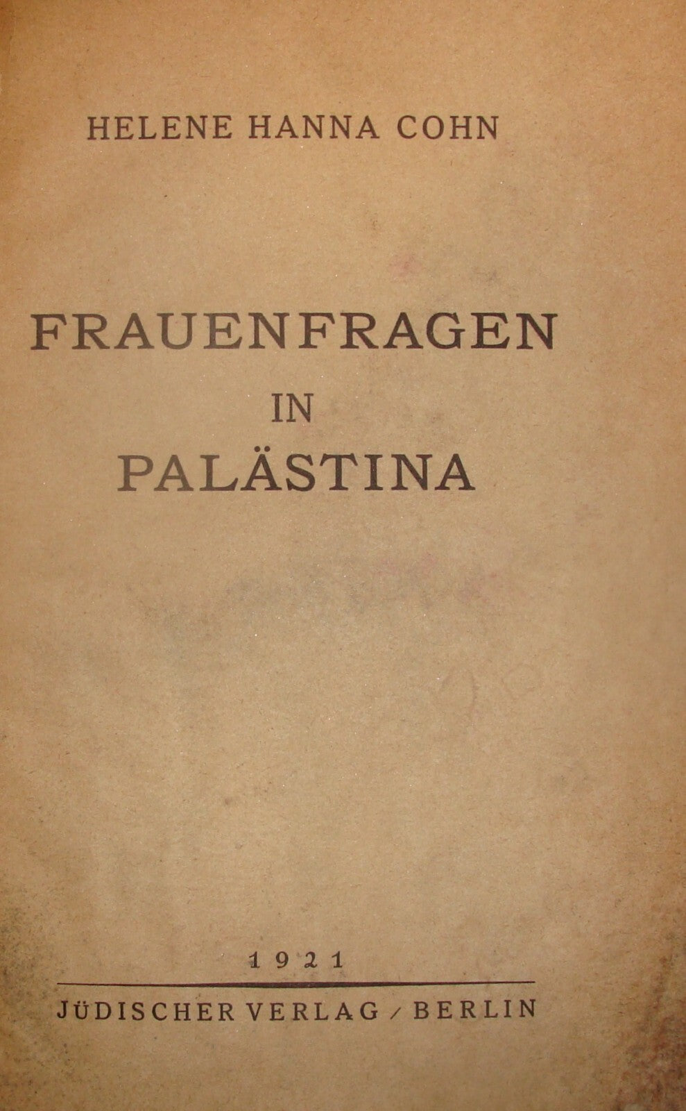 Germany Book Jewish 1921 Women In Palestine Israel German   Zionism Zionist