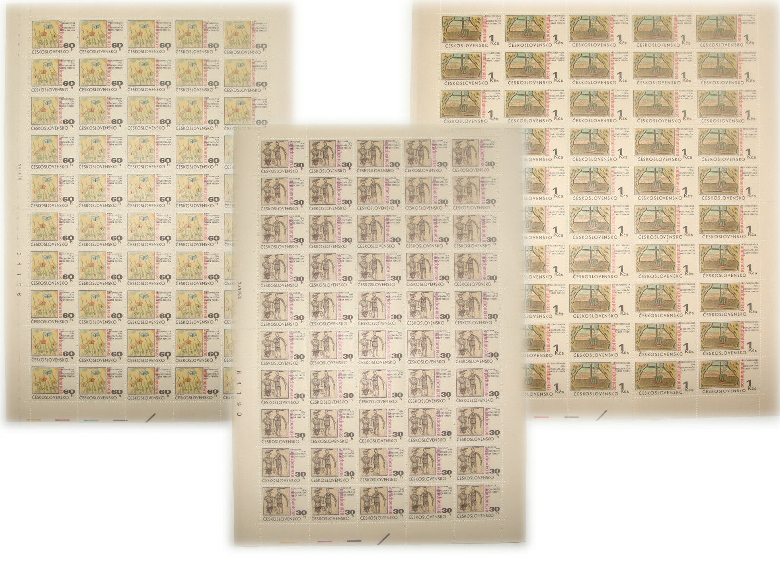 CZECHOSLOVAKIA 1968 SET FULL SHEET Mi 1816/1818 Theresienstadt Children Munich