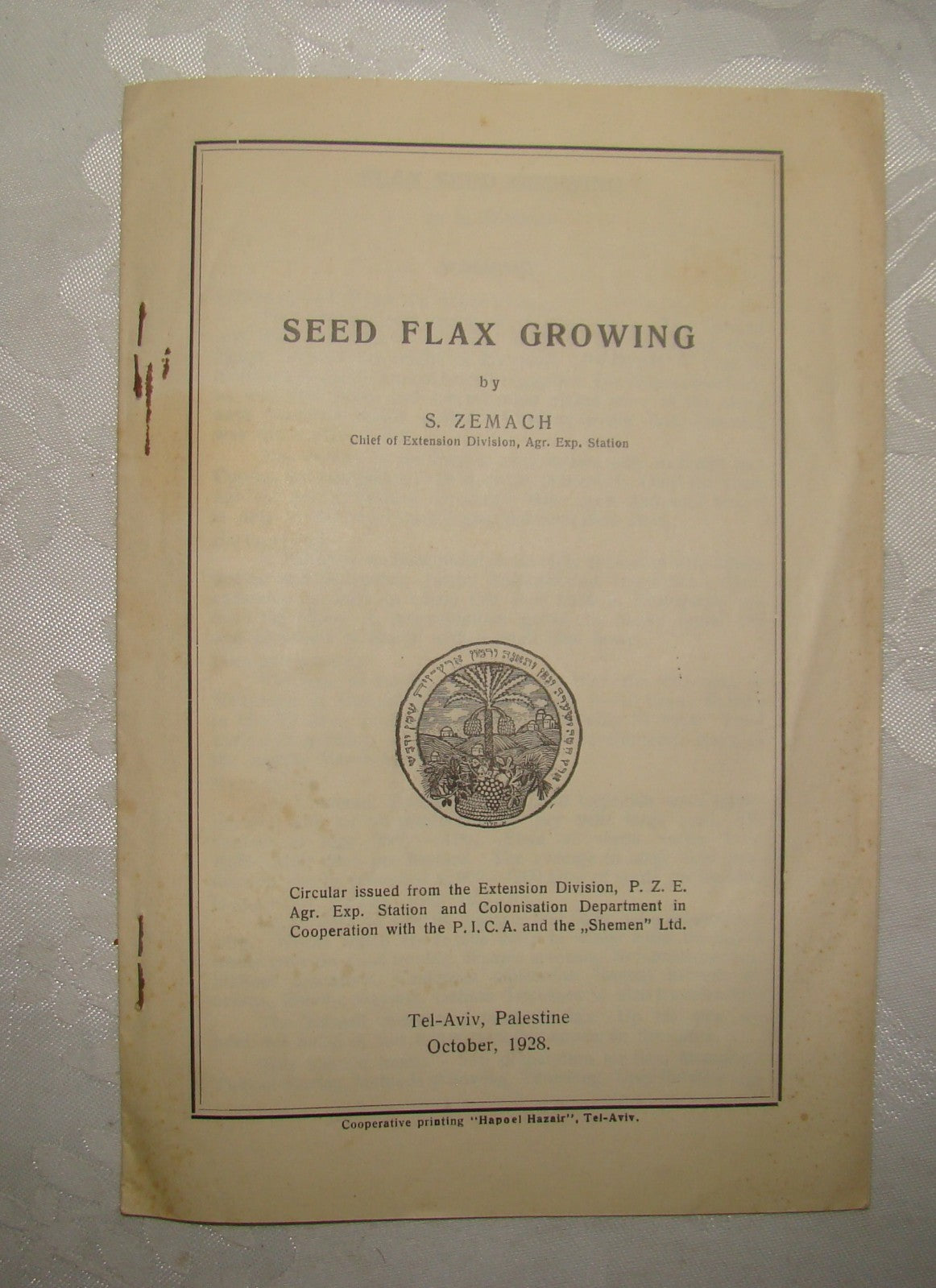 Book Jewish Hebrew Palestine Israel 1928 Agriculture Zionist Settlement Company