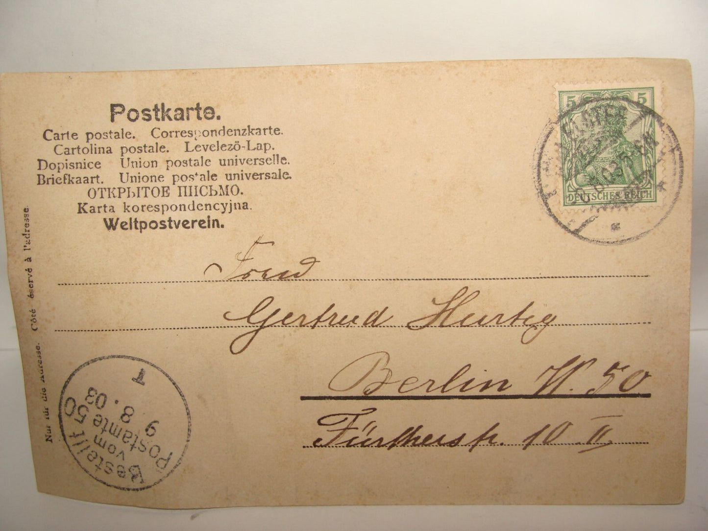 Germany Photo Jewish Card Judaica Antique 1903 German Postcard Letter Stamp