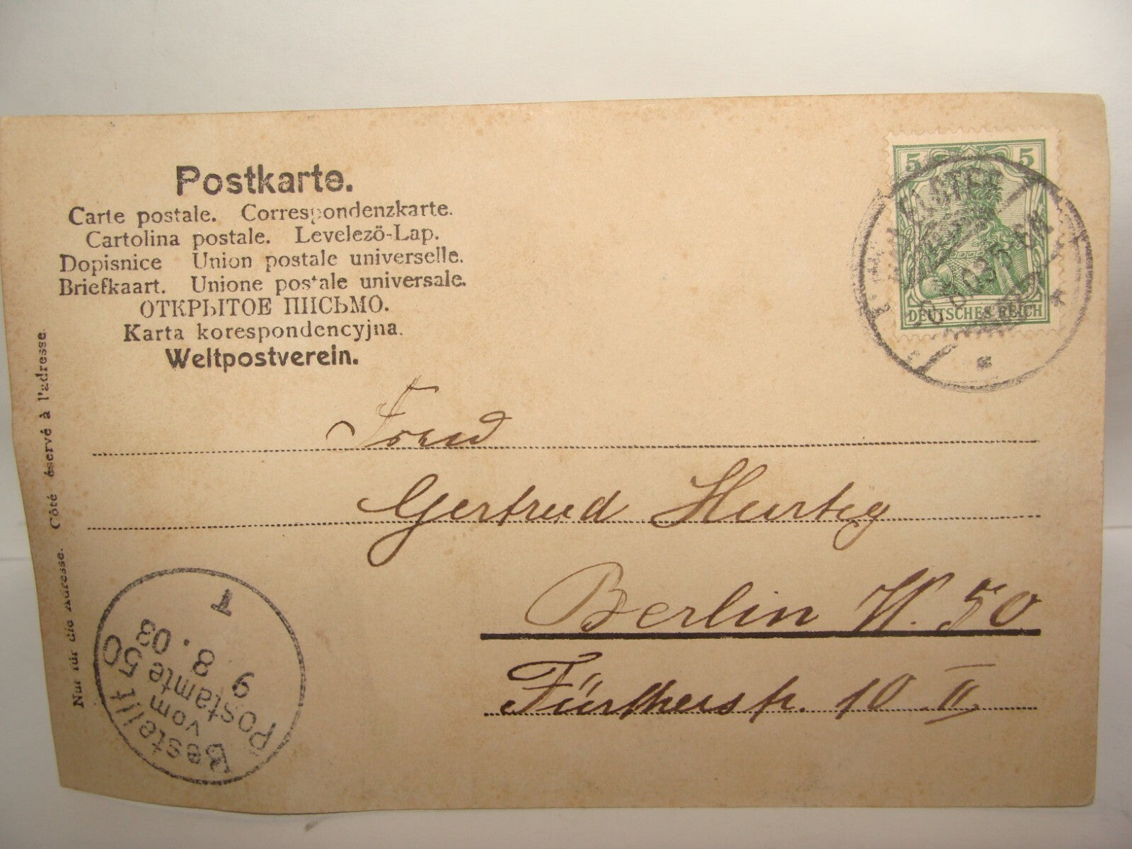 Germany Photo Jewish Card Judaica Antique 1903 German Postcard Letter Stamp