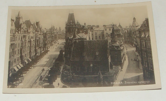 Photo Jewish Card Judaica Czech Prague Praha Synagogue Postcard