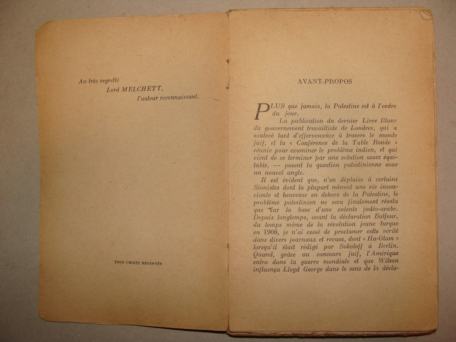 Book Jewish 1931 ITAMAR BEN AVI L'ENCLAVE French 1st Edition Zionist Palestine