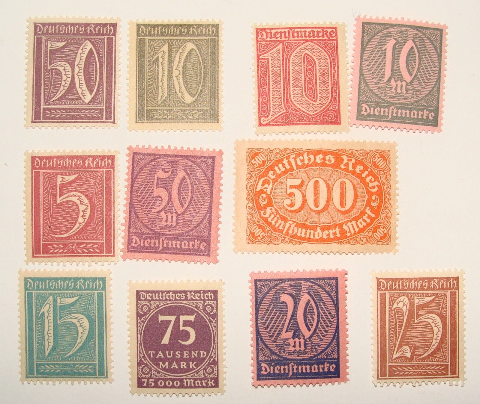 Germany 1923   Deutsches Reich Inflation Stamp Lot x11 MINT