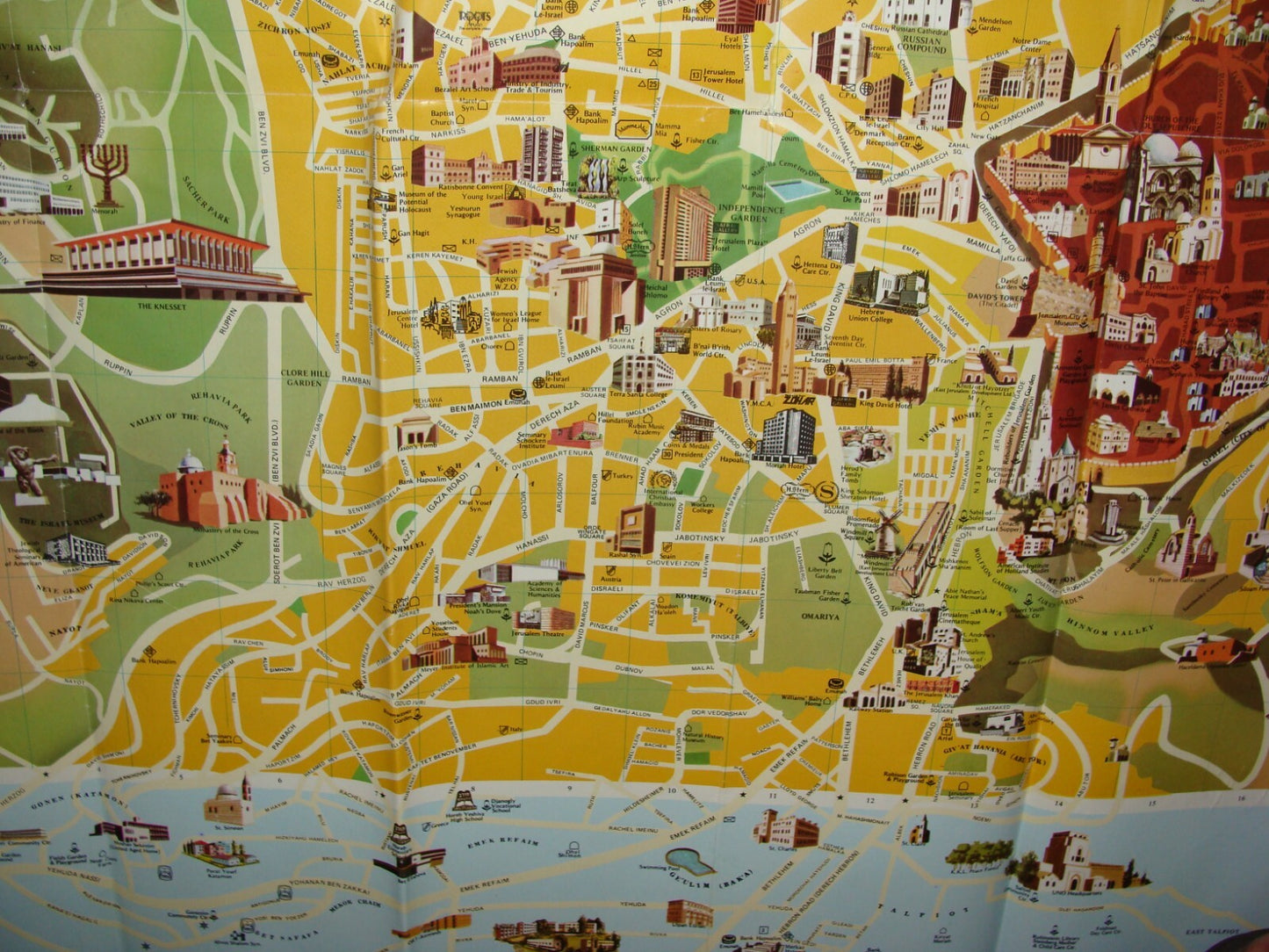 Map Jewish Judaica Israel JERUSALEM Pictorial Amir Publishing 1982 Guide