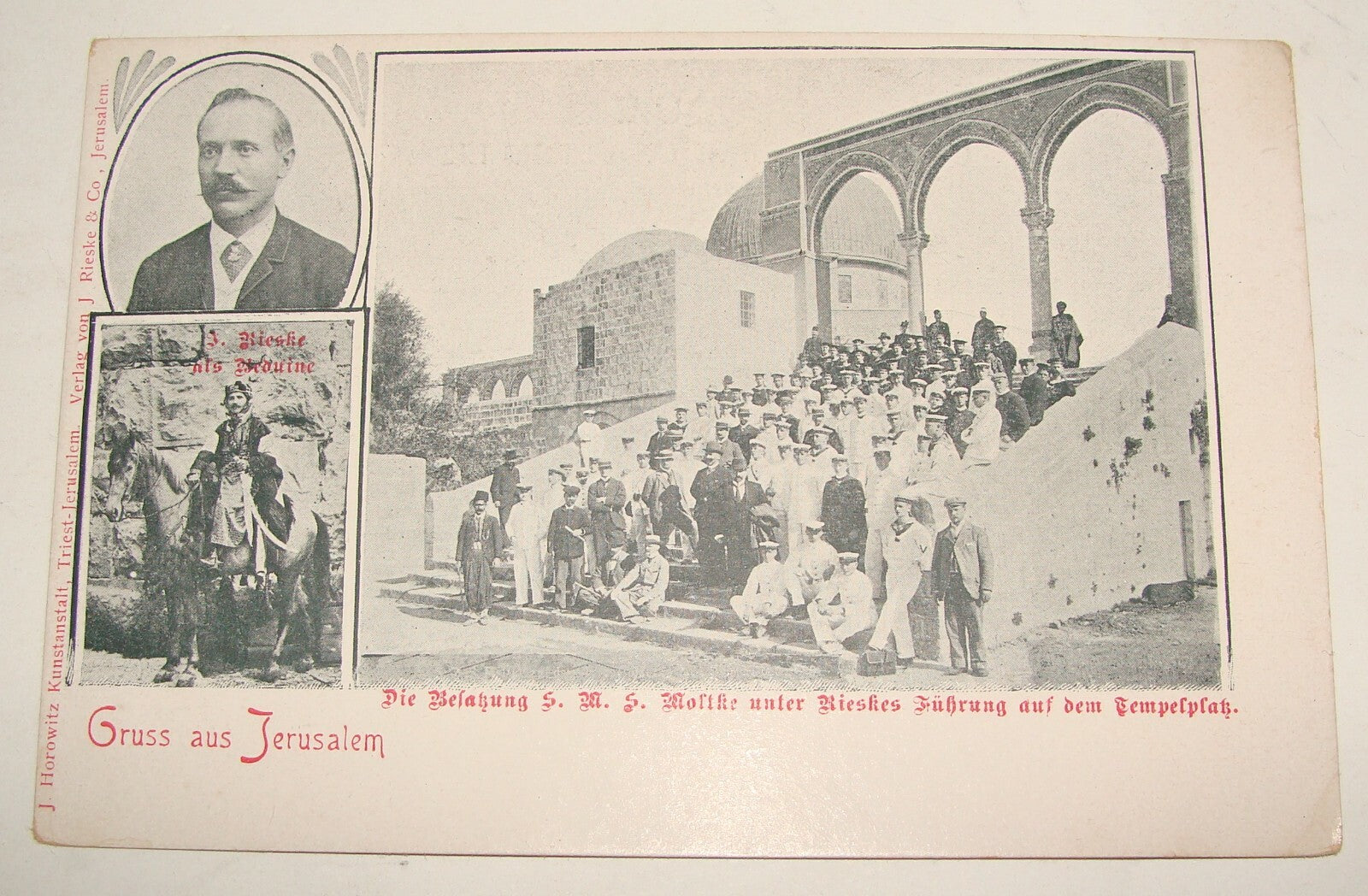 1900s GRUSS AUS JERUSALEM Ottoman British Army Allenby Temple Mount Rieske & Co