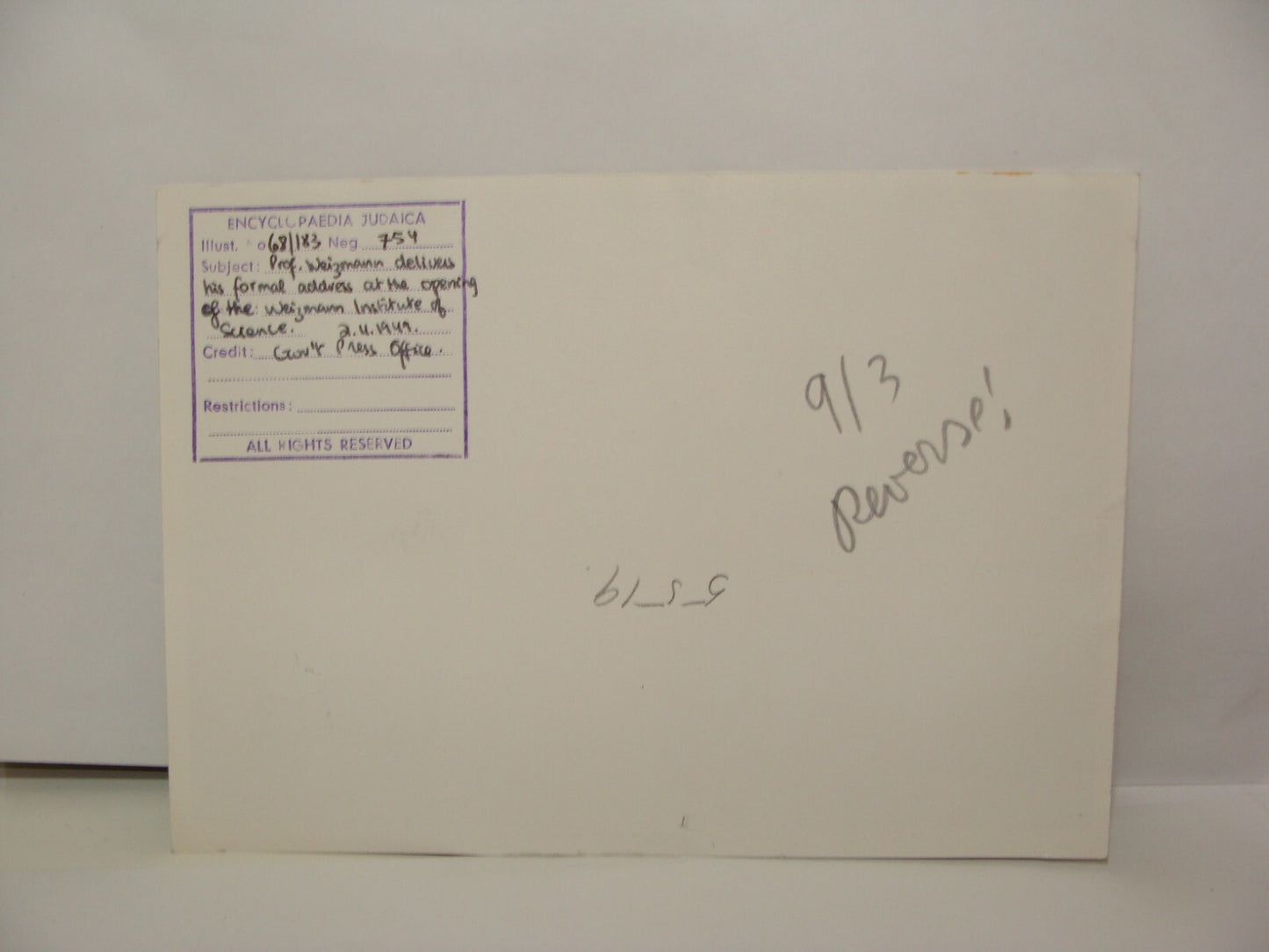 Photo Print, Jewish Israel Israeli Chaim Weizmann Institute Ben Gurion 1949