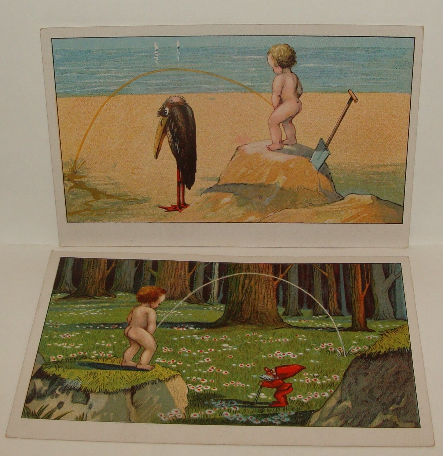 Germany 1910s German   ? Comic Art Kid Boy Children Peeing Postcard