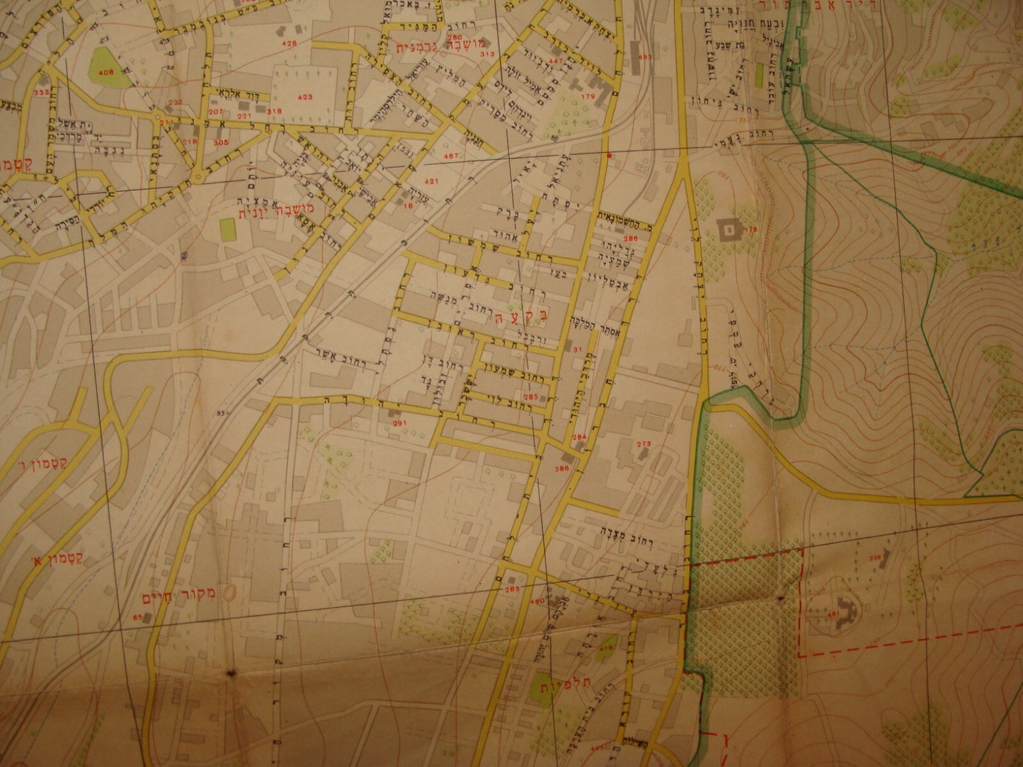 Map Israel 1958 JERUSALEM Hebrew 1:10,000 Large Size 82x107 cm