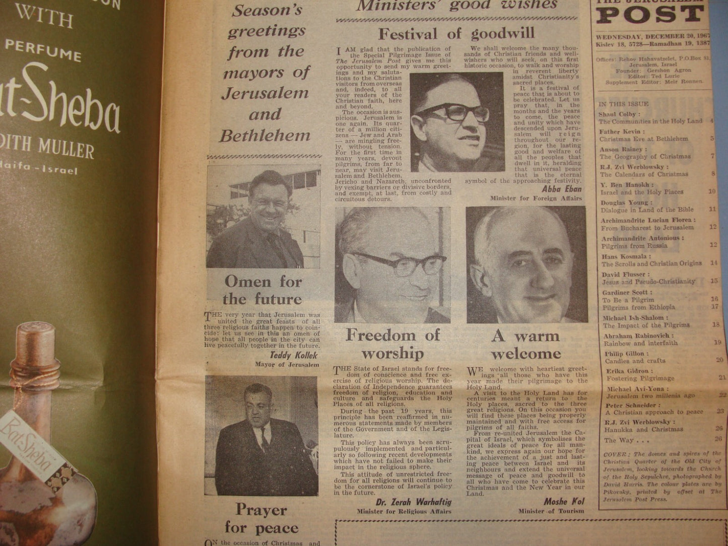 Newspaper Jewish 1967 Six Day War Jerusalem Post Israel Pilgrim EL AL Airlines