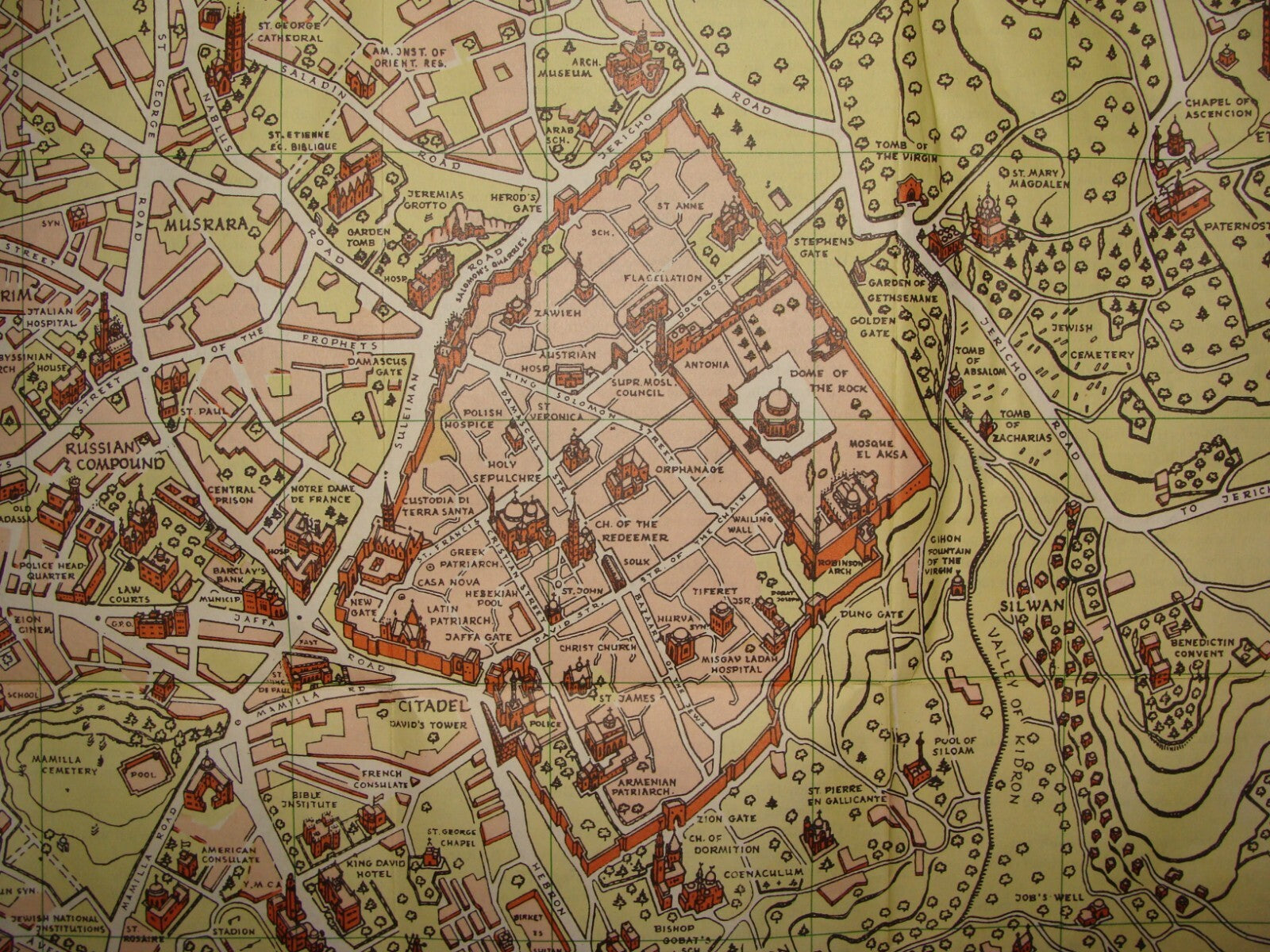 Map Israel RARE 196? POST SIX DAY WAR JERUSALEM OLD AND NEW Steimatzky Guide