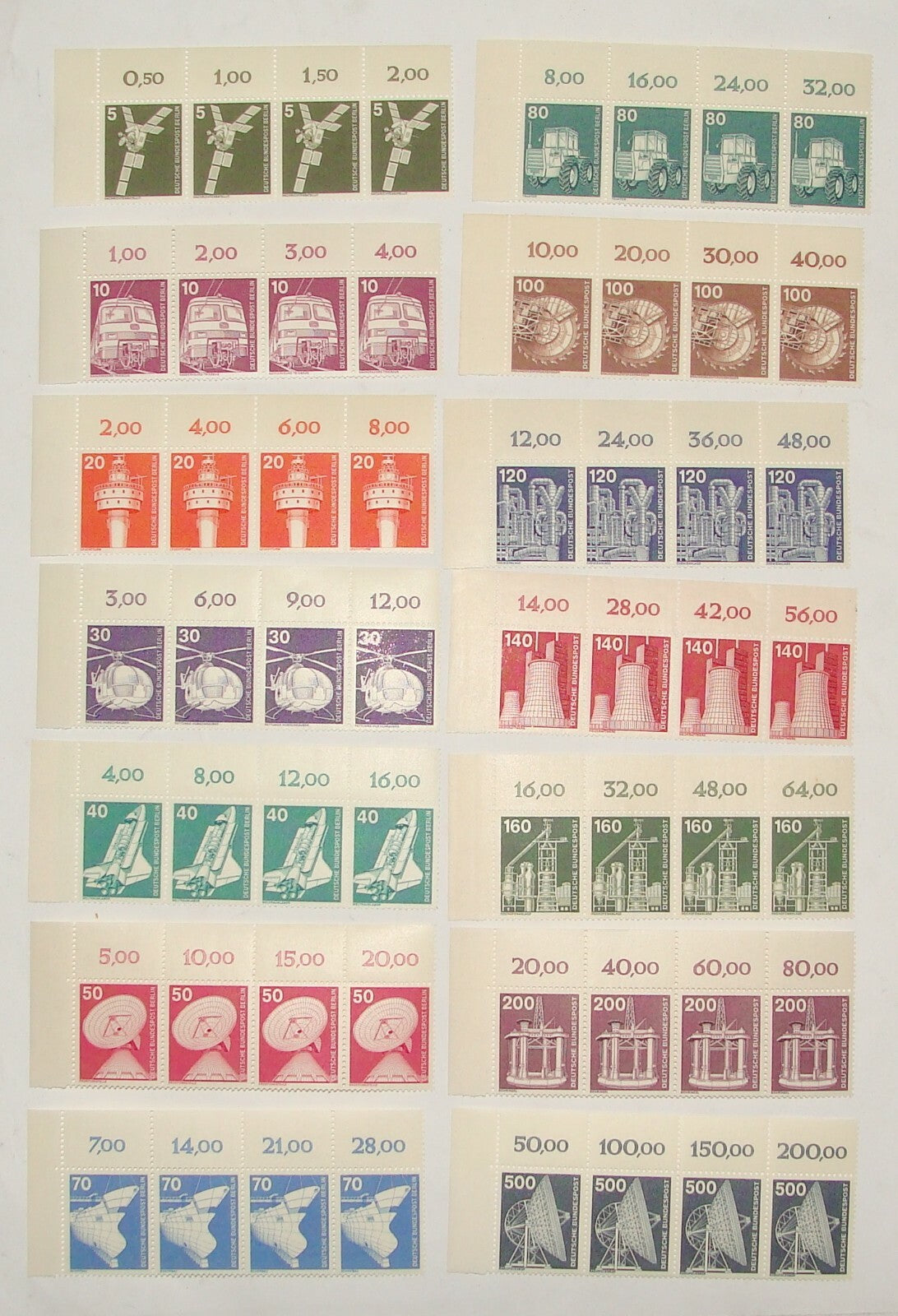 Germany   1975 Bundenpost Berlin Stamp Block Set MNH