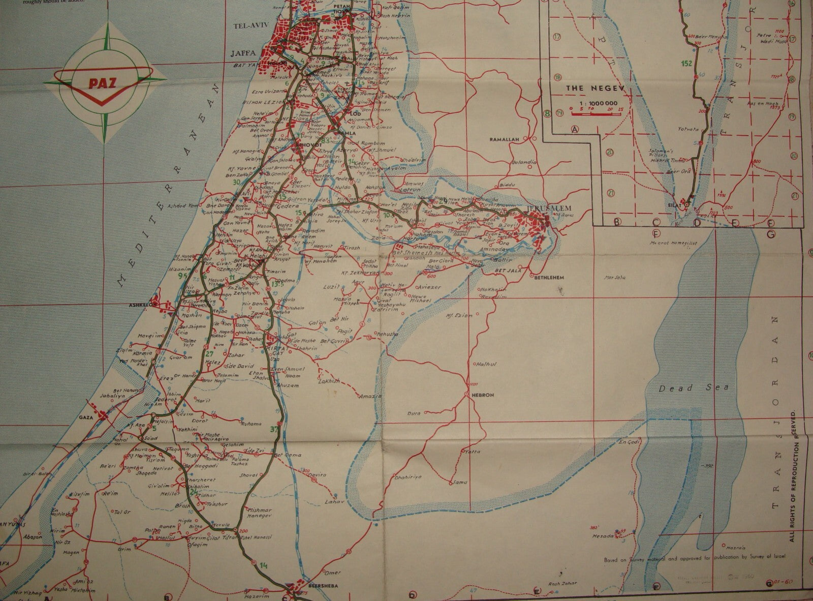 Ad Israel 1960 Road Map PAZ Gas Oil Fuel Company